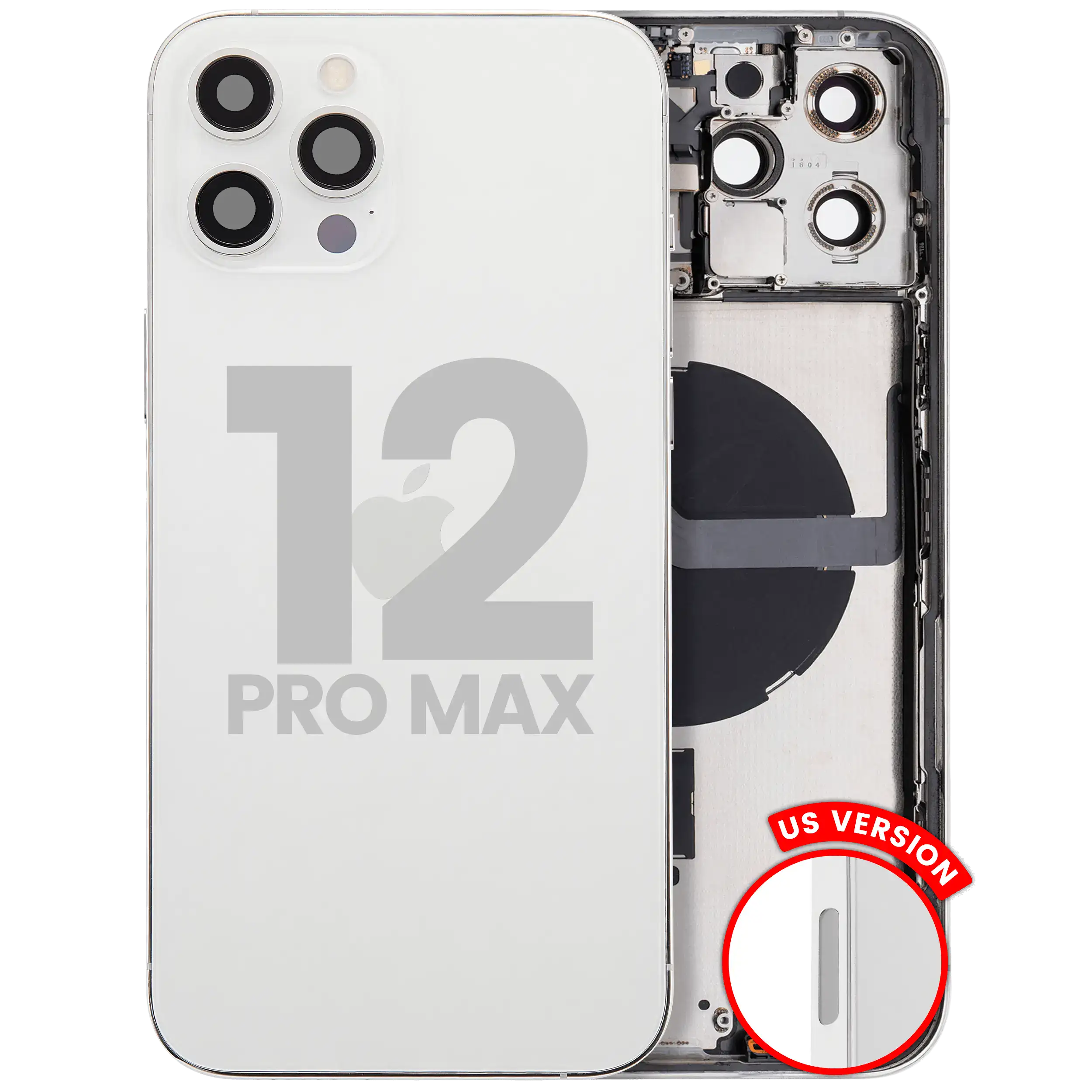 Rückgehäuse mit Kleinteilen für iPhone 12 Pro Max (EU / globale Version) (ausgebautes Originalteil: Grade C) (Graphite) – Bild 2