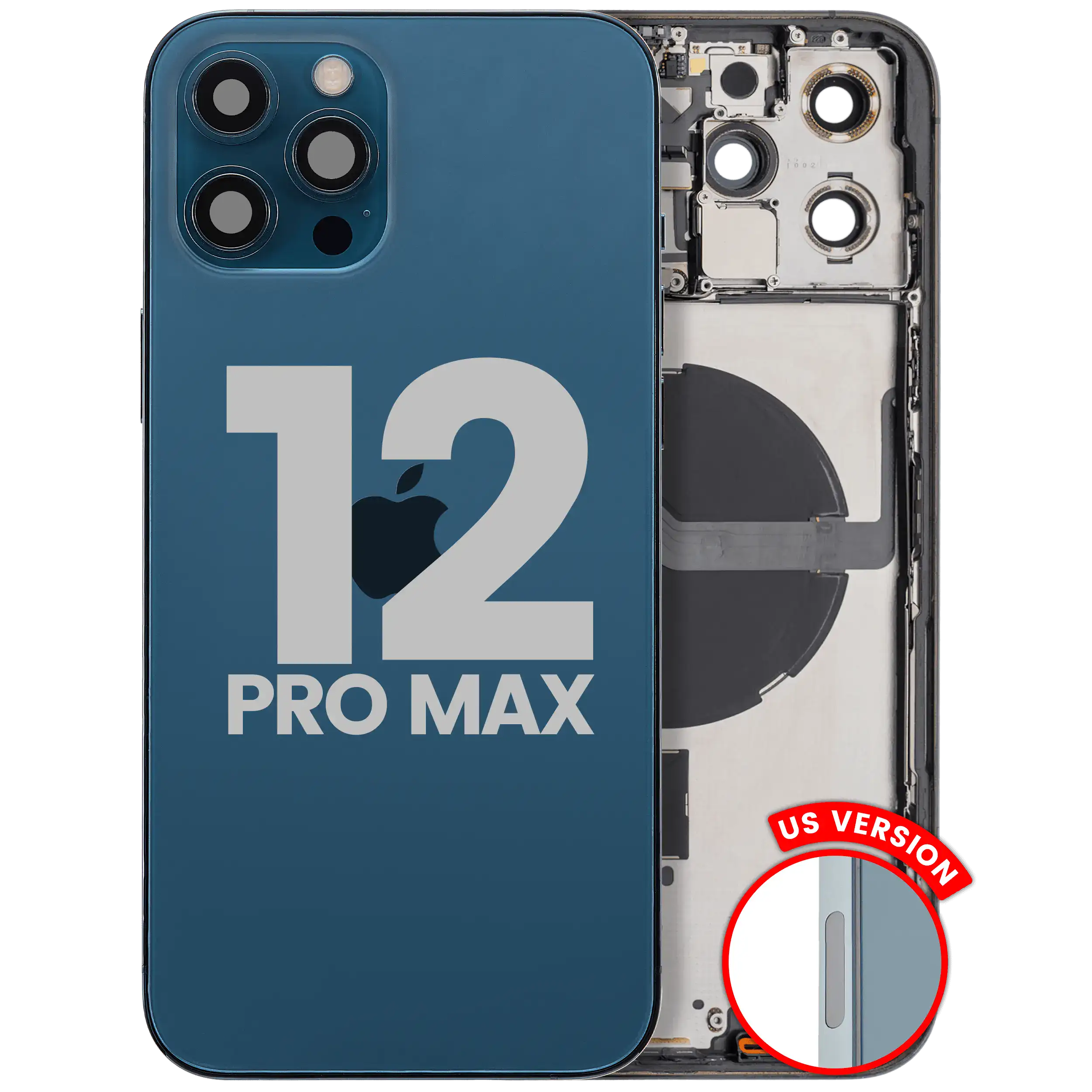 Rückgehäuse mit Kleinteilen für iPhone 12 Pro Max (EU / globale Version) (ausgebautes Originalteil: Grade C) (Graphite) – Bild 3