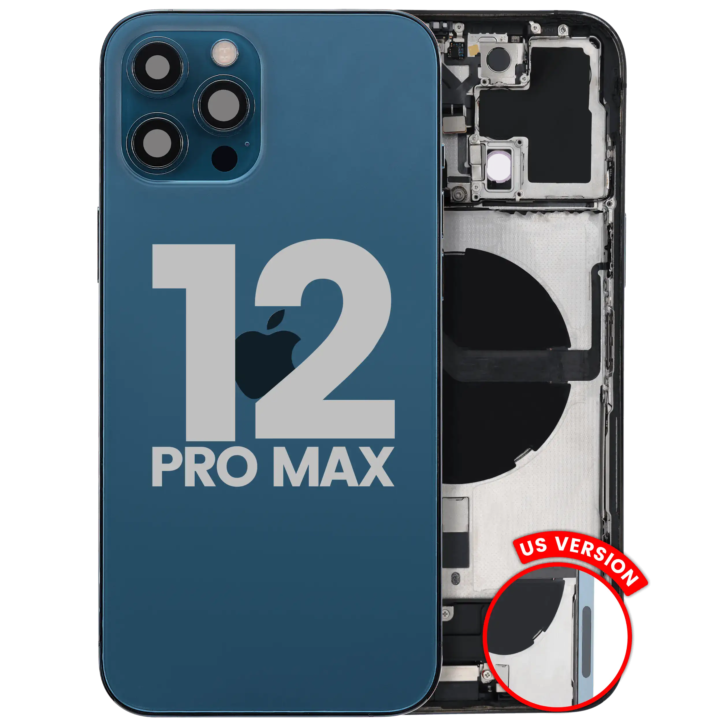Rückgehäuse mit Kleinteilen für iPhone 12 Pro Max (EU / globale Version) (ausgebautes Originalteil: Grade C) (Graphite) – Bild 5