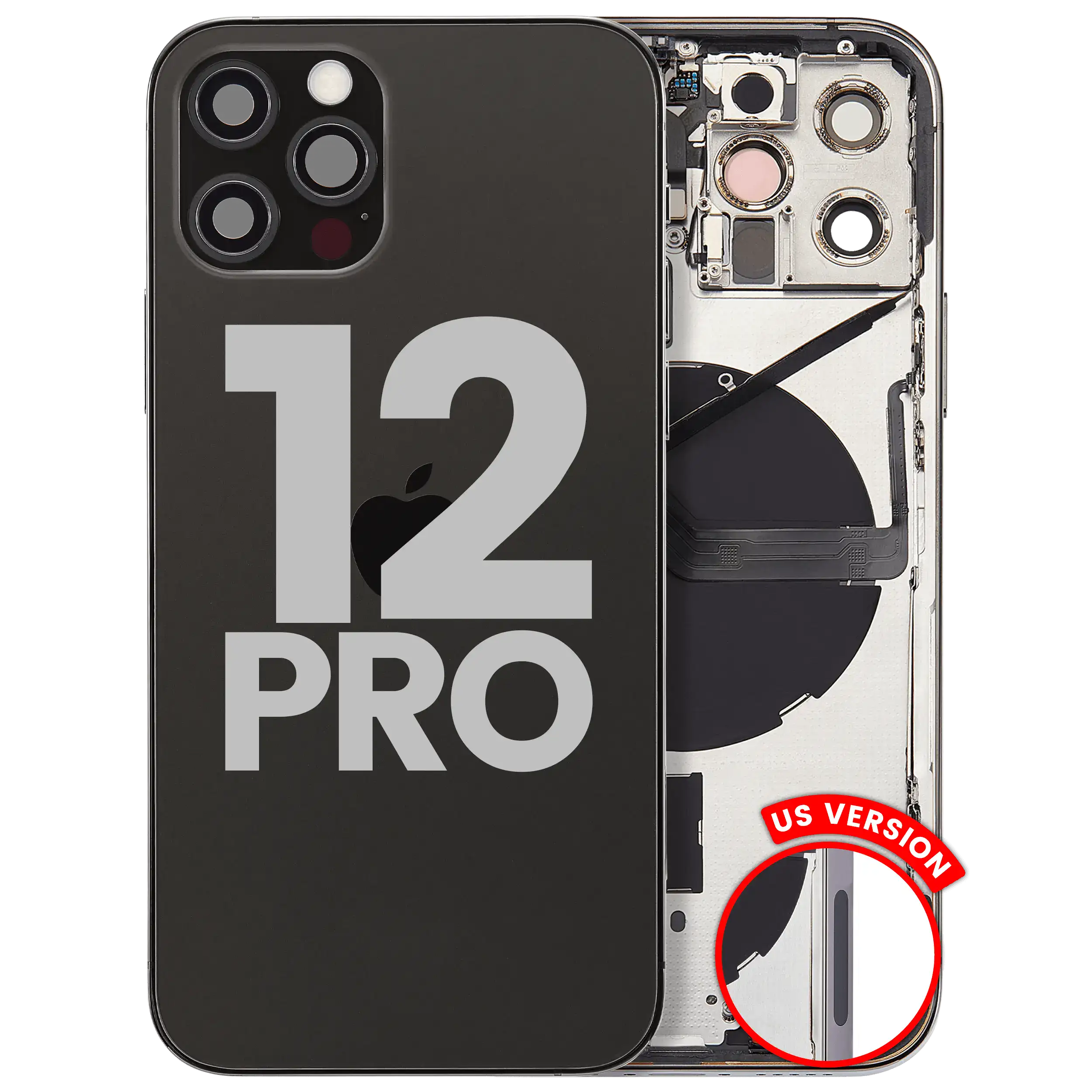 Rückgehäuse mit Kleinteilen für iPhone 12 Pro (EU / globale Version) (ausgebautes Originalteil: Grade C) (Silver (Silber)) – Bild 2