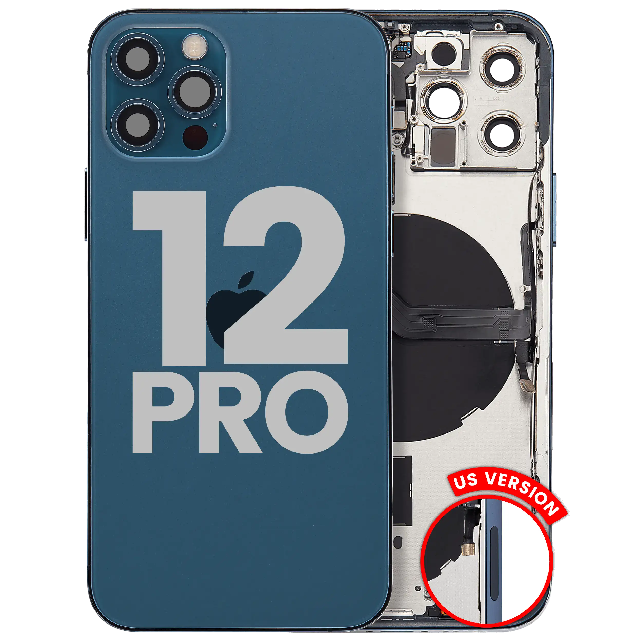 Rückgehäuse mit Kleinteilen für iPhone 12 Pro (EU / globale Version) (ausgebautes Originalteil: Grade C) (Silver (Silber)) – Bild 4