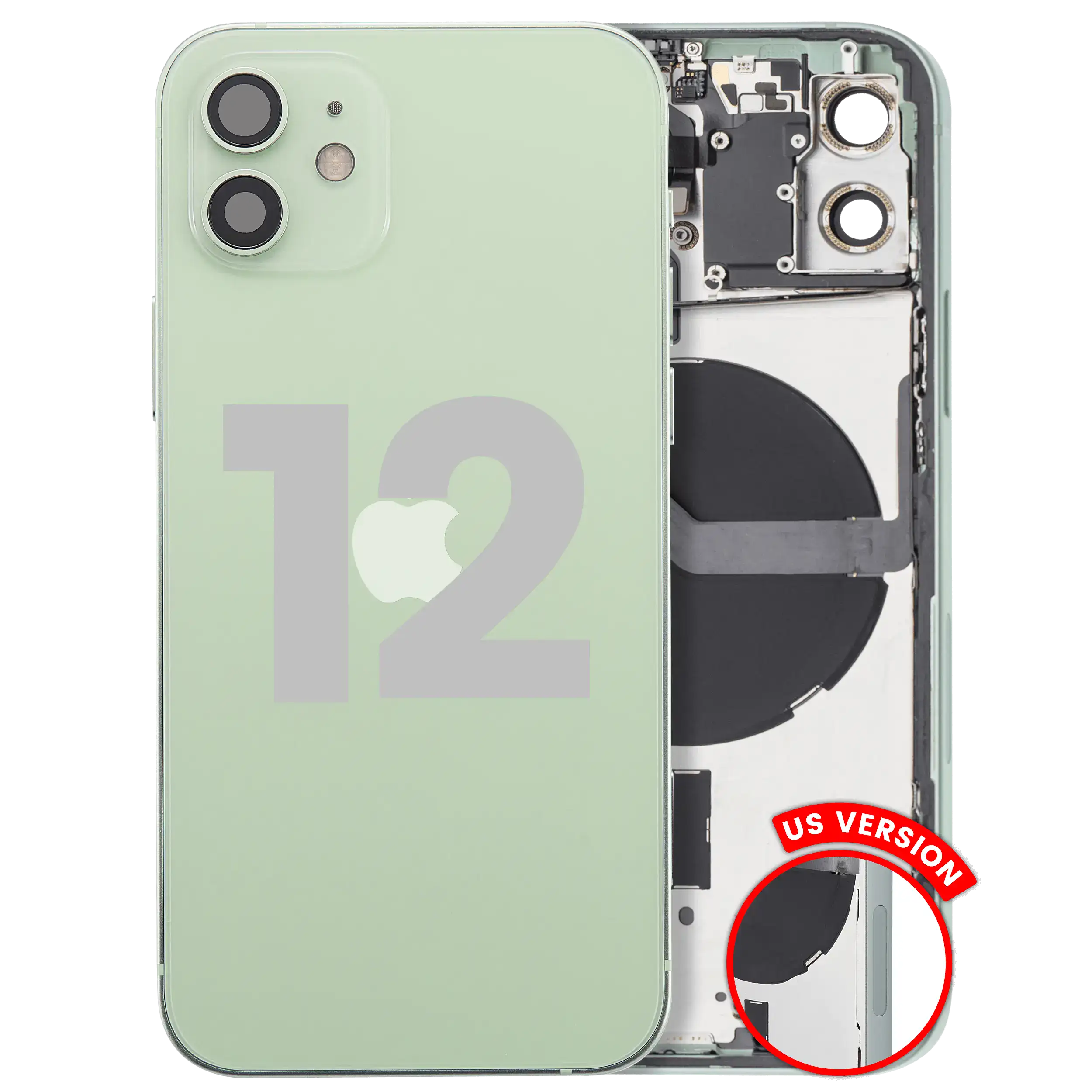 Rückgehäuse mit Kleinteilen für iPhone 12 (EU / globale Version) (ausgebautes Originalteil: Grade B) (Green (Grün)) – Bild 3