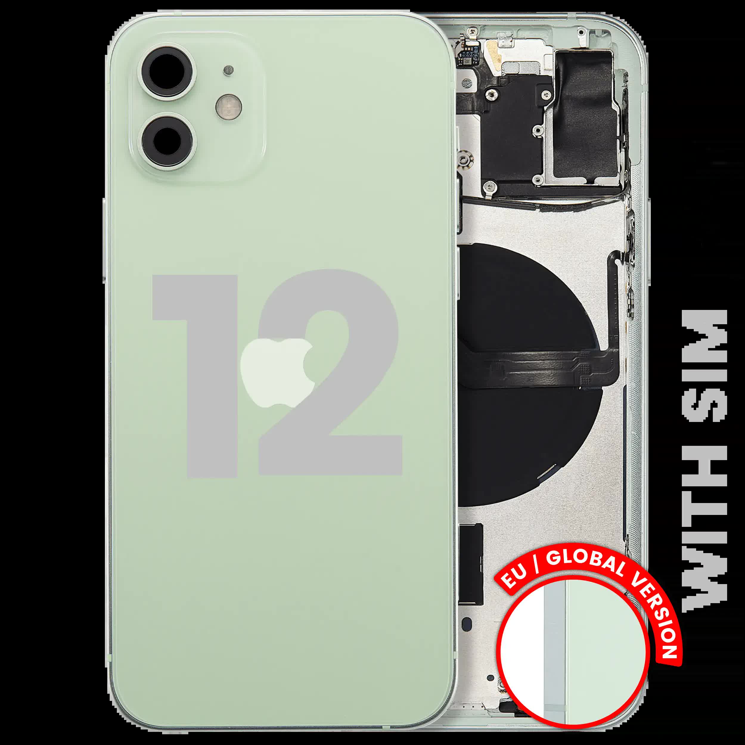 Rückgehäuse mit Kleinteilen für iPhone 12 (EU / globale Version) (ausgebautes Originalteil: Grade B) (Green (Grün))