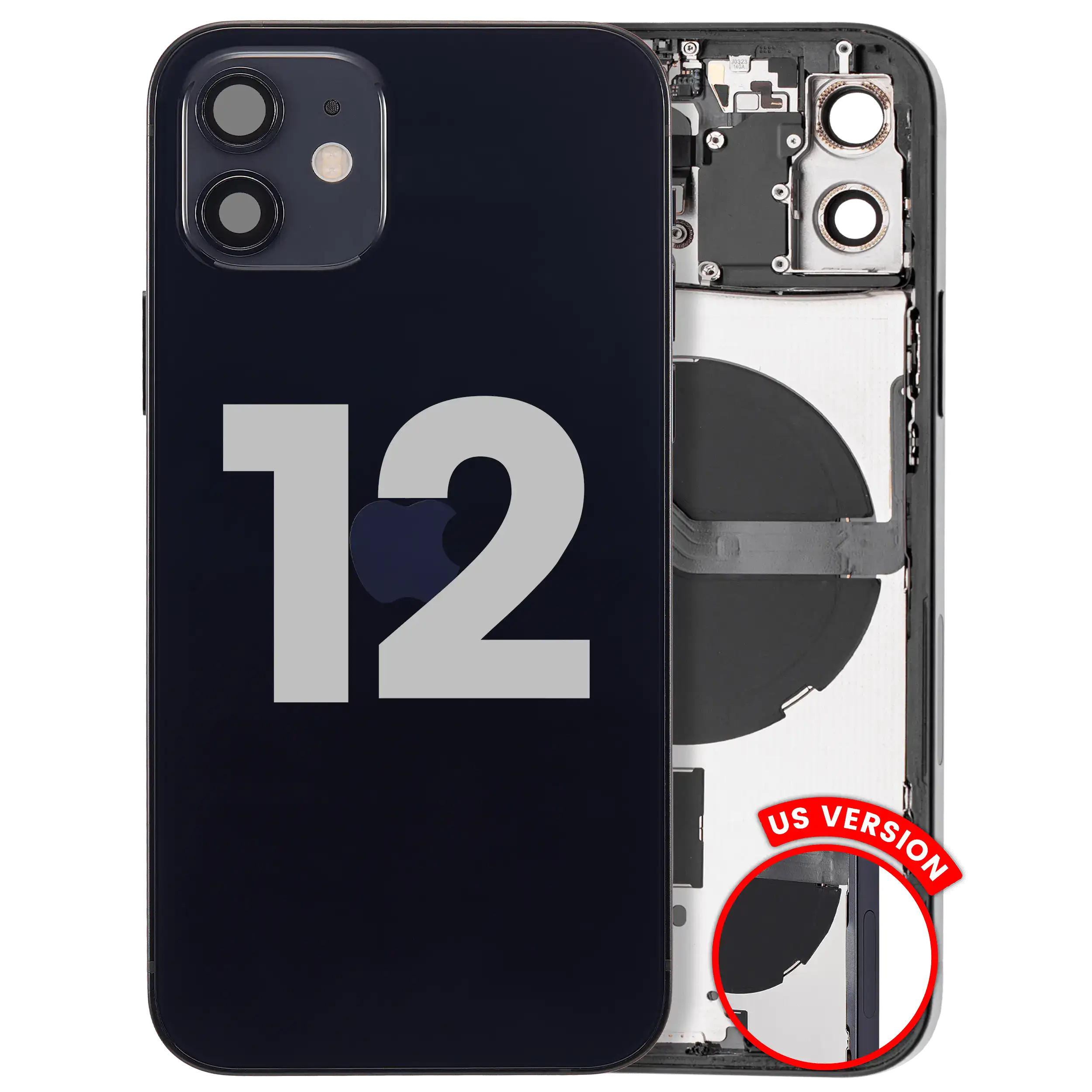 Rückgehäuse mit Kleinteilen für iPhone 12 (EU / globale Version) (ausgebautes Originalteil: Grade B) (Red (Rot)) – Bild 3