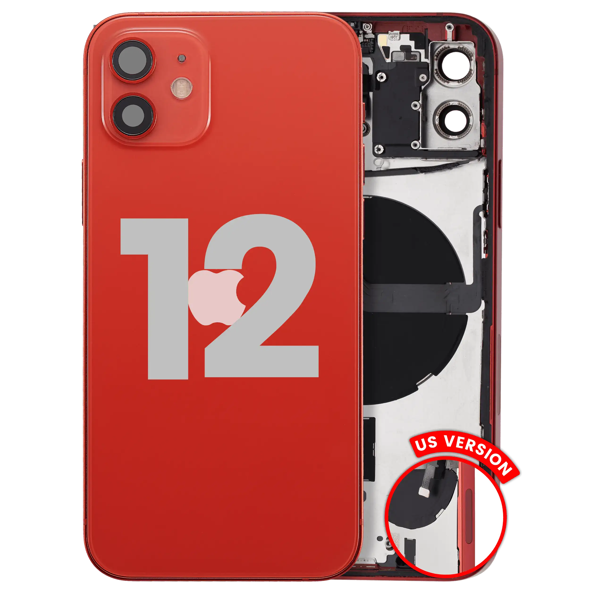 Rückgehäuse mit Kleinteilen für iPhone 12 (EU / globale Version) (ausgebautes Originalteil: Grade B) (White (Weiß)) – Bild 2