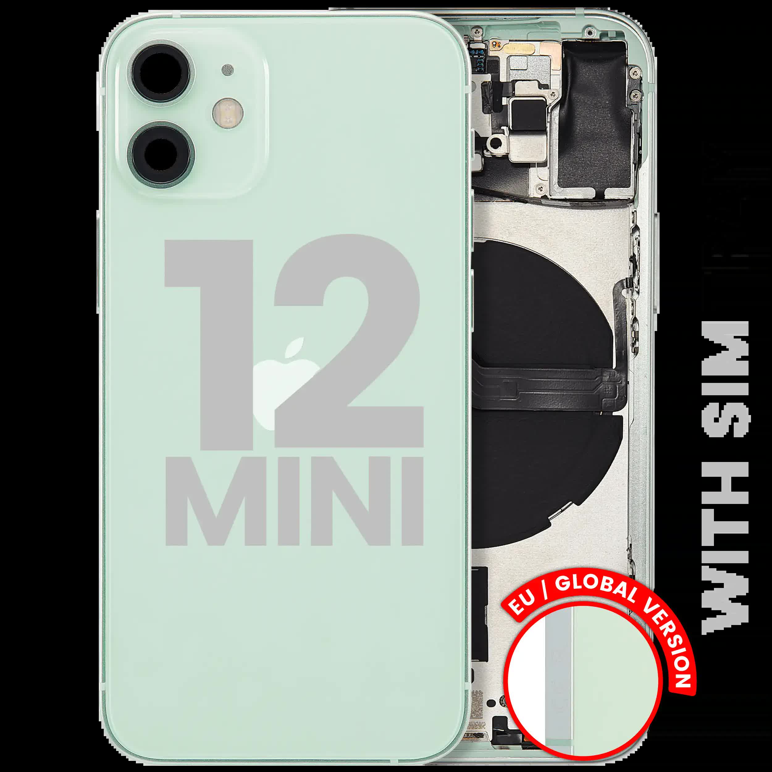 Rückgehäuse mit Kleinteilen für iPhone 12 Mini (EU / globale Version) (ausgebautes Originalteil: Grade C) (Green (Grün))