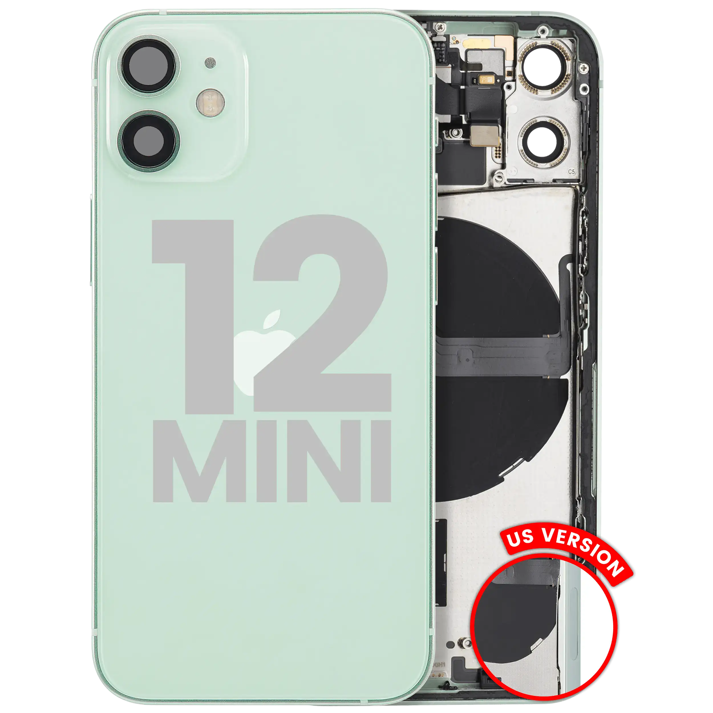 Rückgehäuse mit Kleinteilen für iPhone 12 Mini (EU / globale Version) (ausgebautes Originalteil: Grade B) (Red (Rot)) – Bild 2