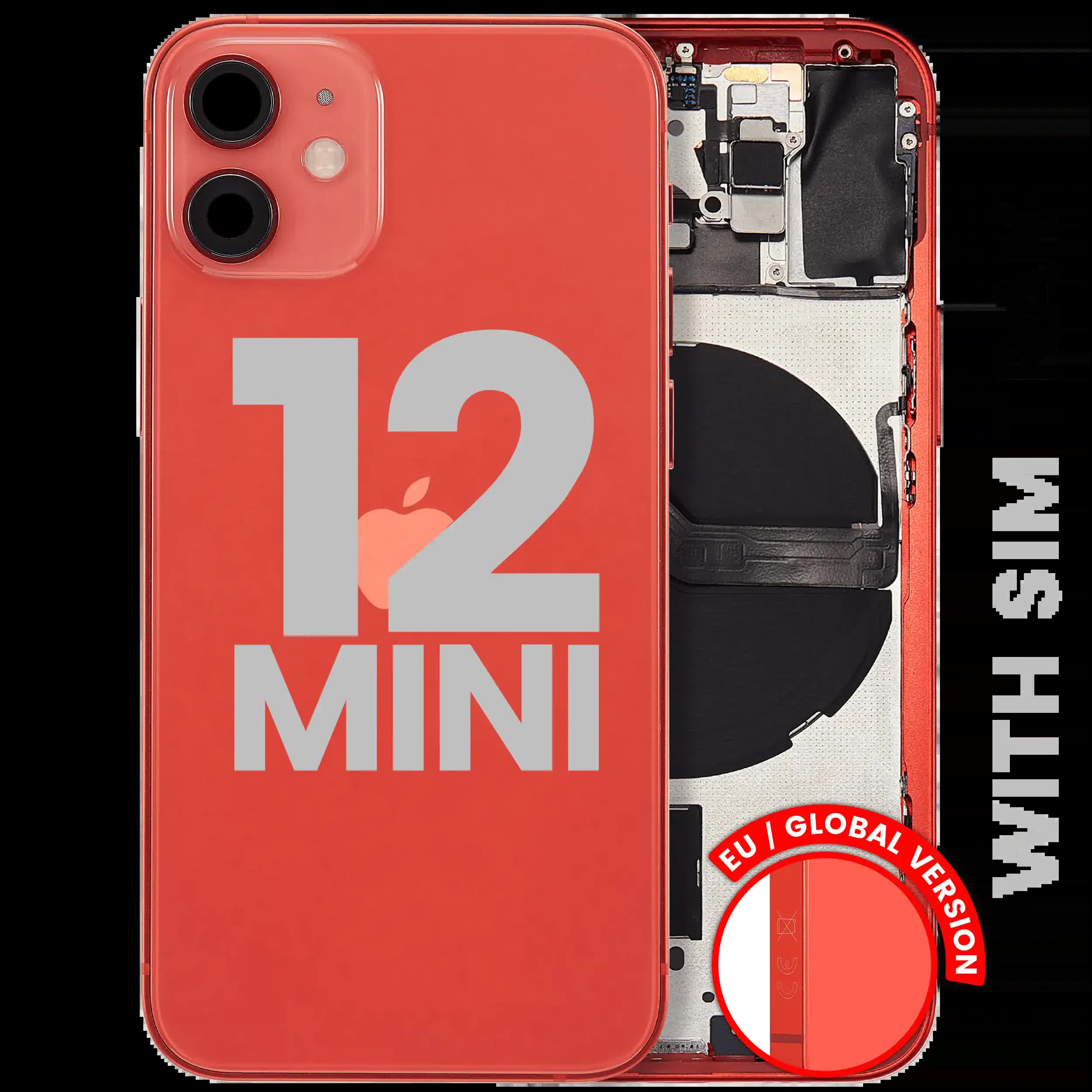 Rückgehäuse mit Kleinteilen für iPhone 12 Mini (EU / globale Version) (ausgebautes Originalteil: Grade B) (Red (Rot))