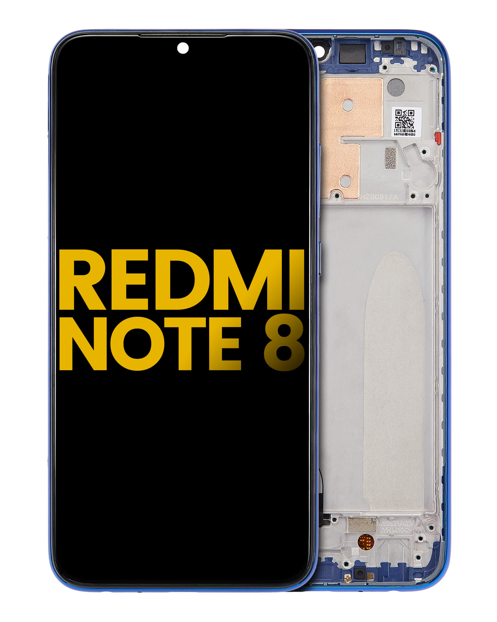 LCD Display mit Rahmen für Xiaomi Redmi Note 8 / Redmi Note 8 (2021) (Aftermarket Plus) (Neptune Blue)