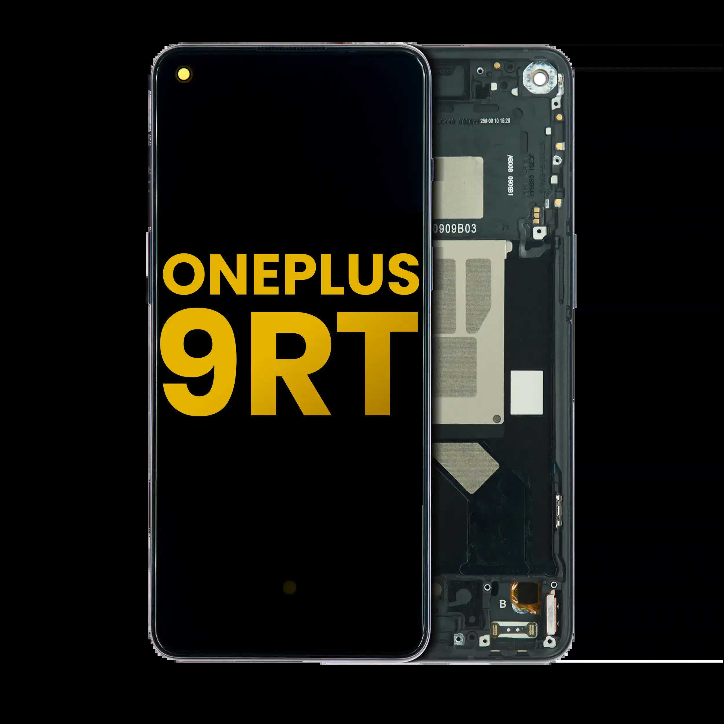 OLED Display mit Rahmen für OnePlus 9RT 5G (professionell aufgearbeitet) (Hacker Black)