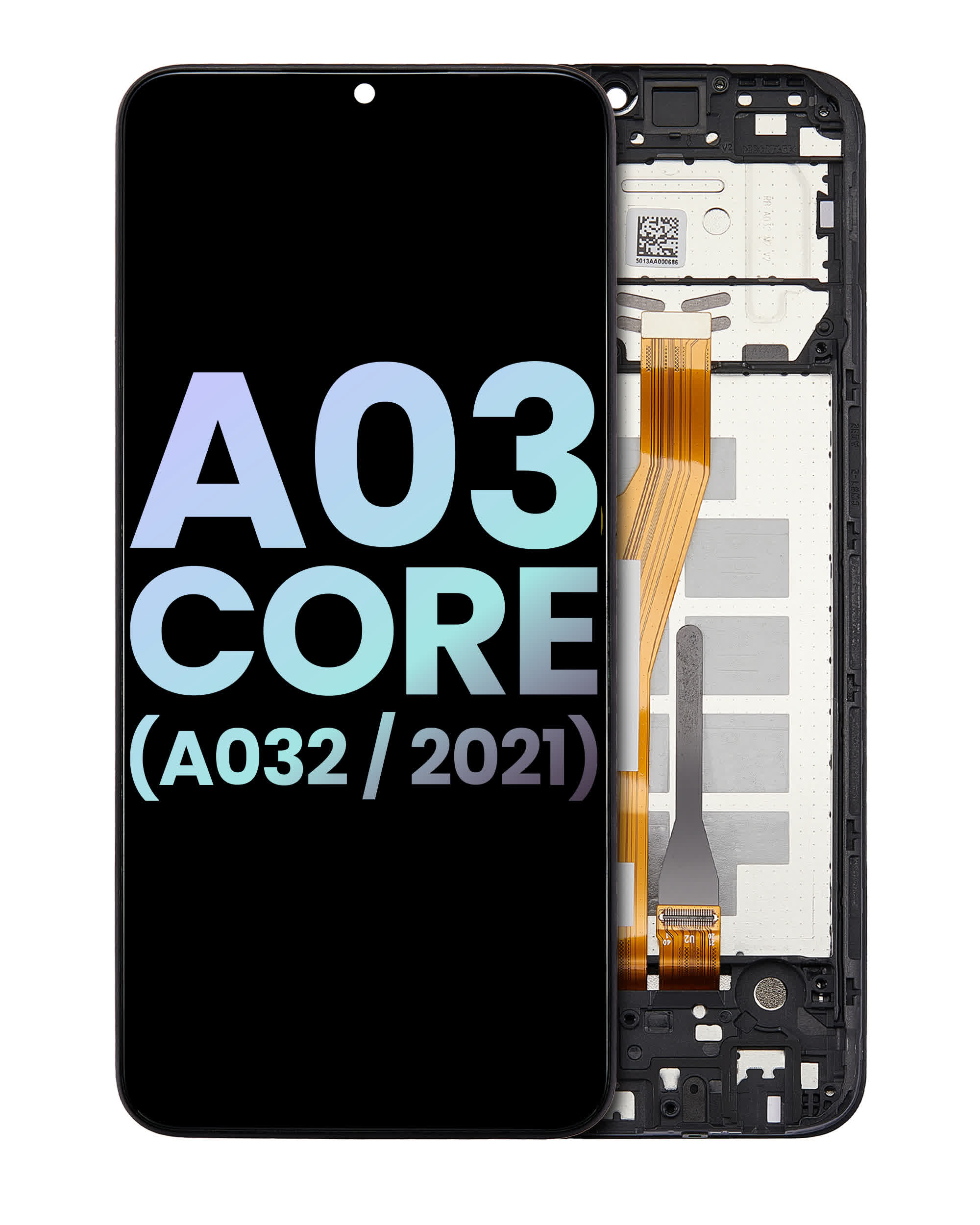 LCD Display mit Rahmen für Samsung Galaxy A03 Core (A032 / 2021) (Service Pack) (Black (Schwarz))