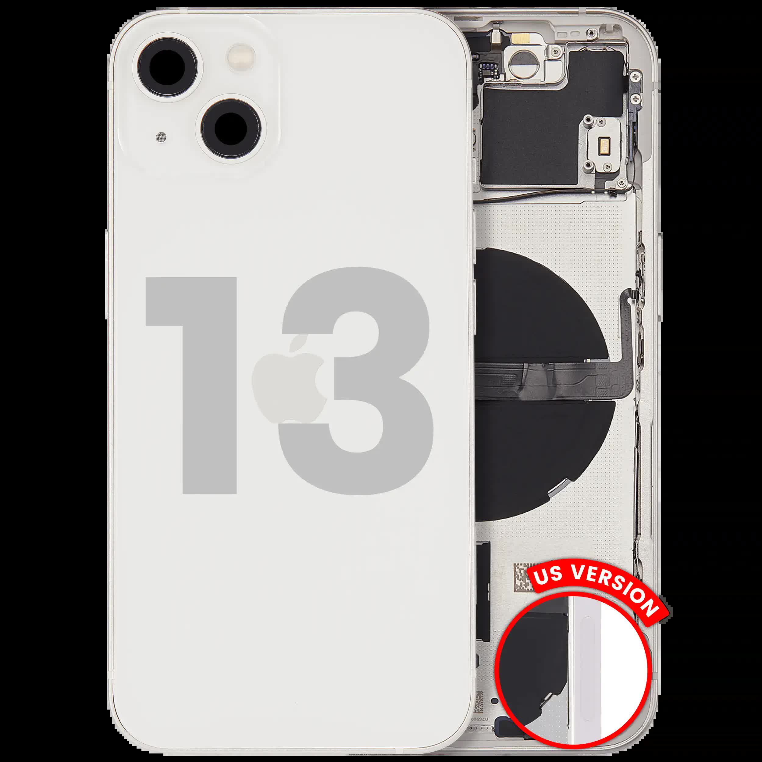 Rückgehäuse mit Kleinteilen für iPhone 13 (US-Version) (ausgebautes Originalteil: Grade B) (Starlight)