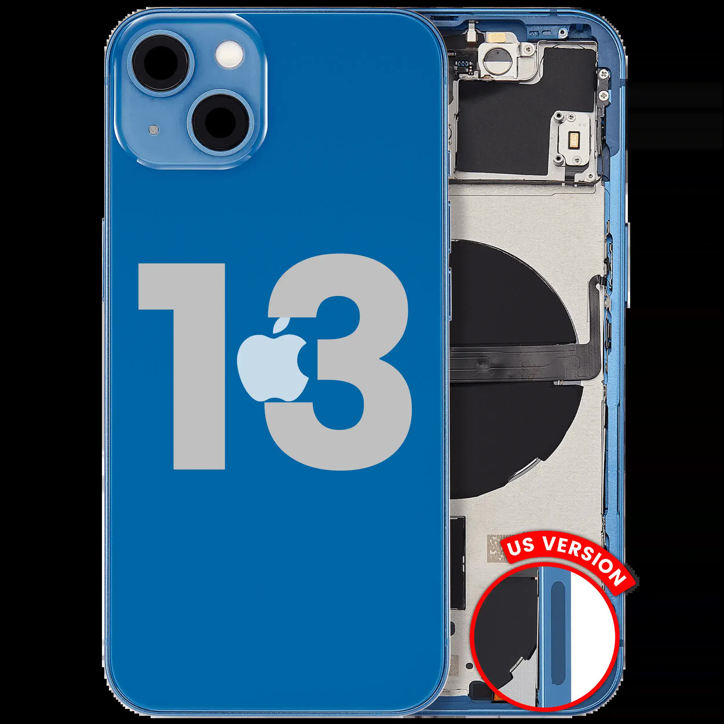 Rückgehäuse mit Kleinteilen für iPhone 13 (US-Version) (ausgebautes Originalteil: Grade B) (Blue (Blau))