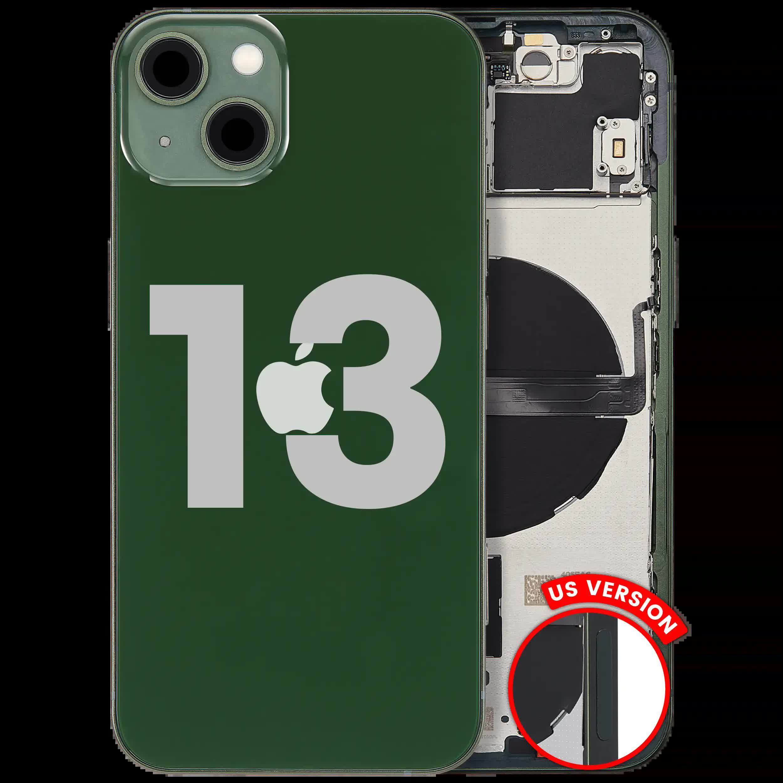 Rückgehäuse mit Kleinteilen für iPhone 13 (US-Version) (ausgebautes Originalteil: Grade B) (Green (Grün))