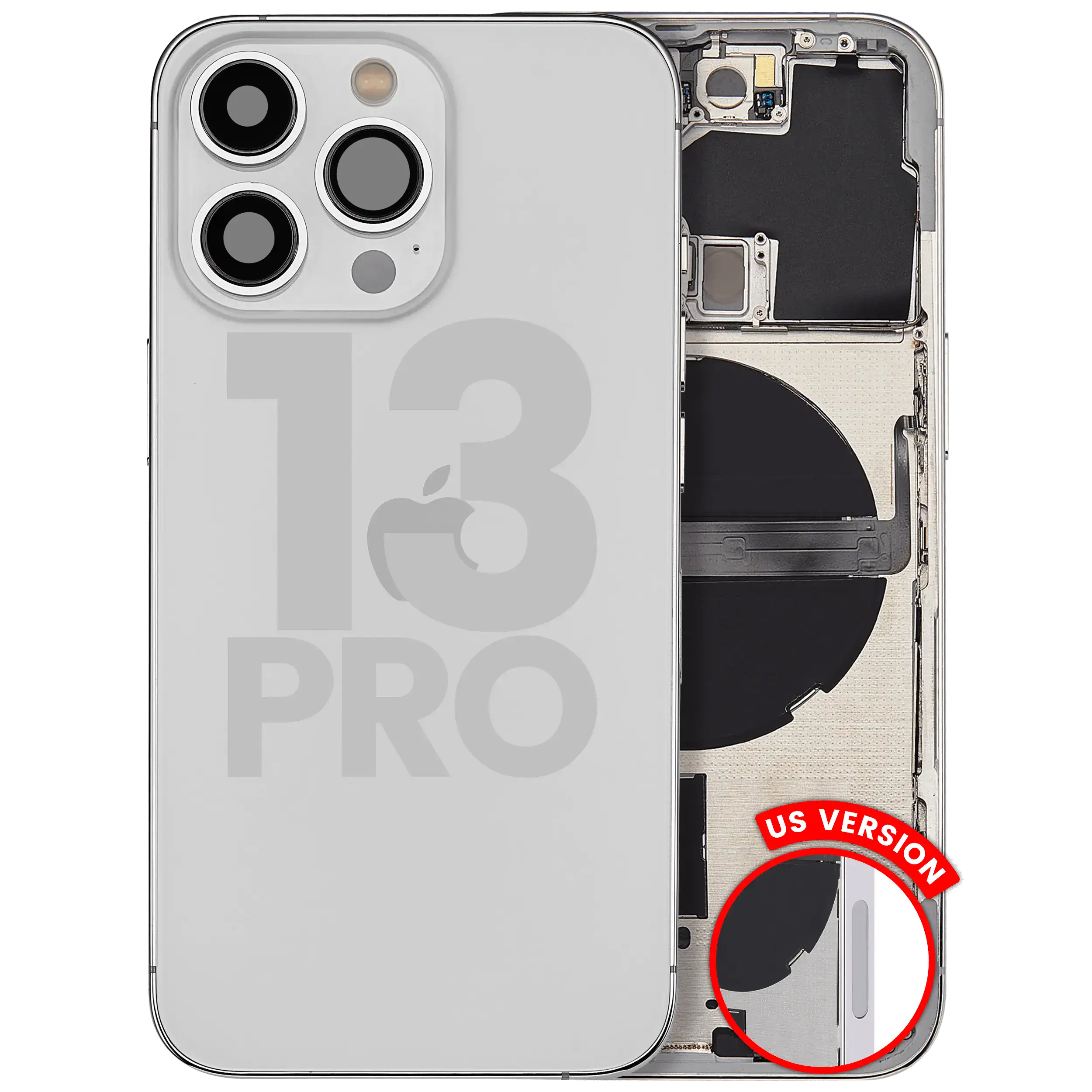 Rückgehäuse mit Kleinteilen für iPhone 13 Pro (US-Version) (ausgebautes Originalteil: Grade B) (Silver (Silber)) – Bild 4