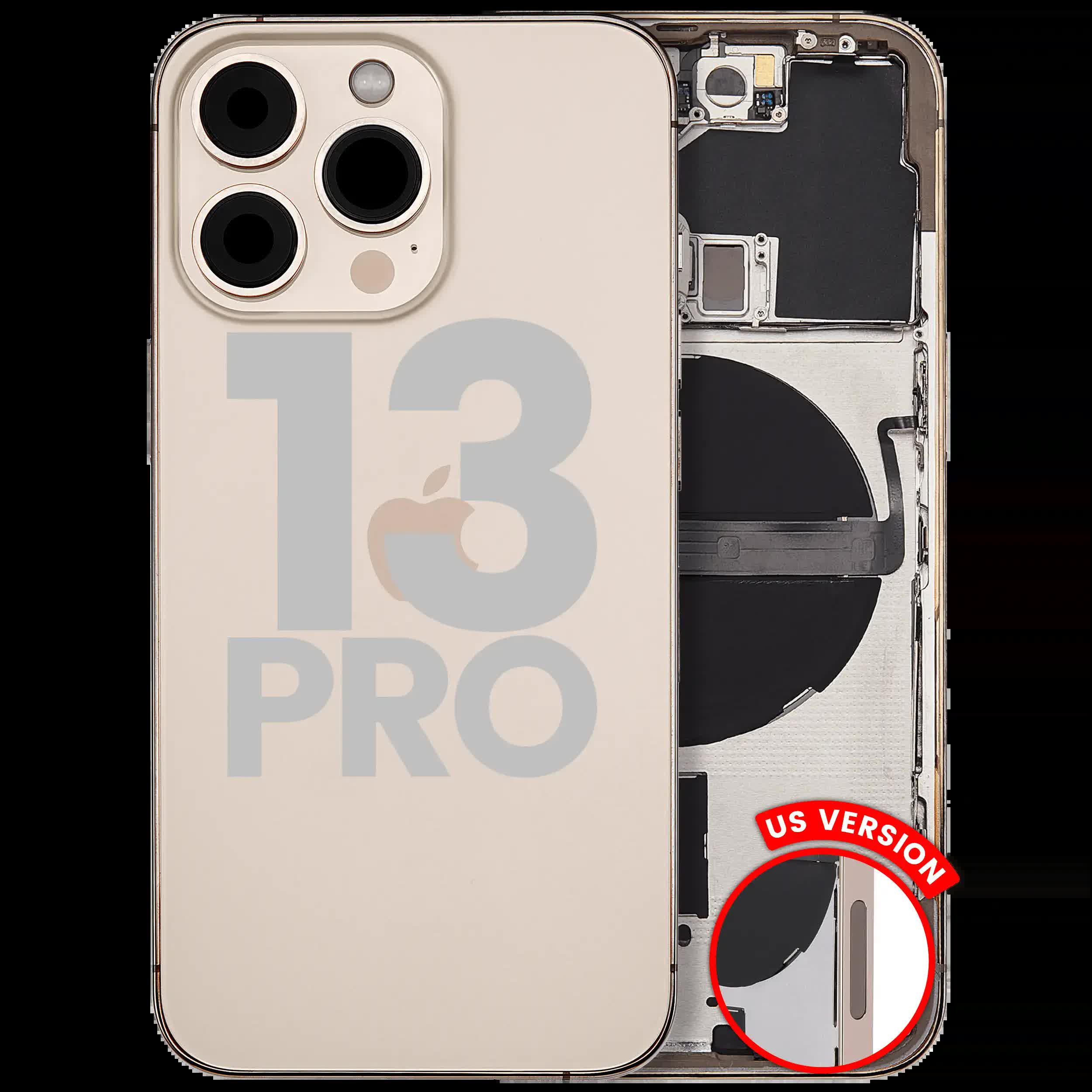 Rückgehäuse mit Kleinteilen für iPhone 13 Pro (US-Version) (ausgebautes Originalteil: Grade C) (Gold)