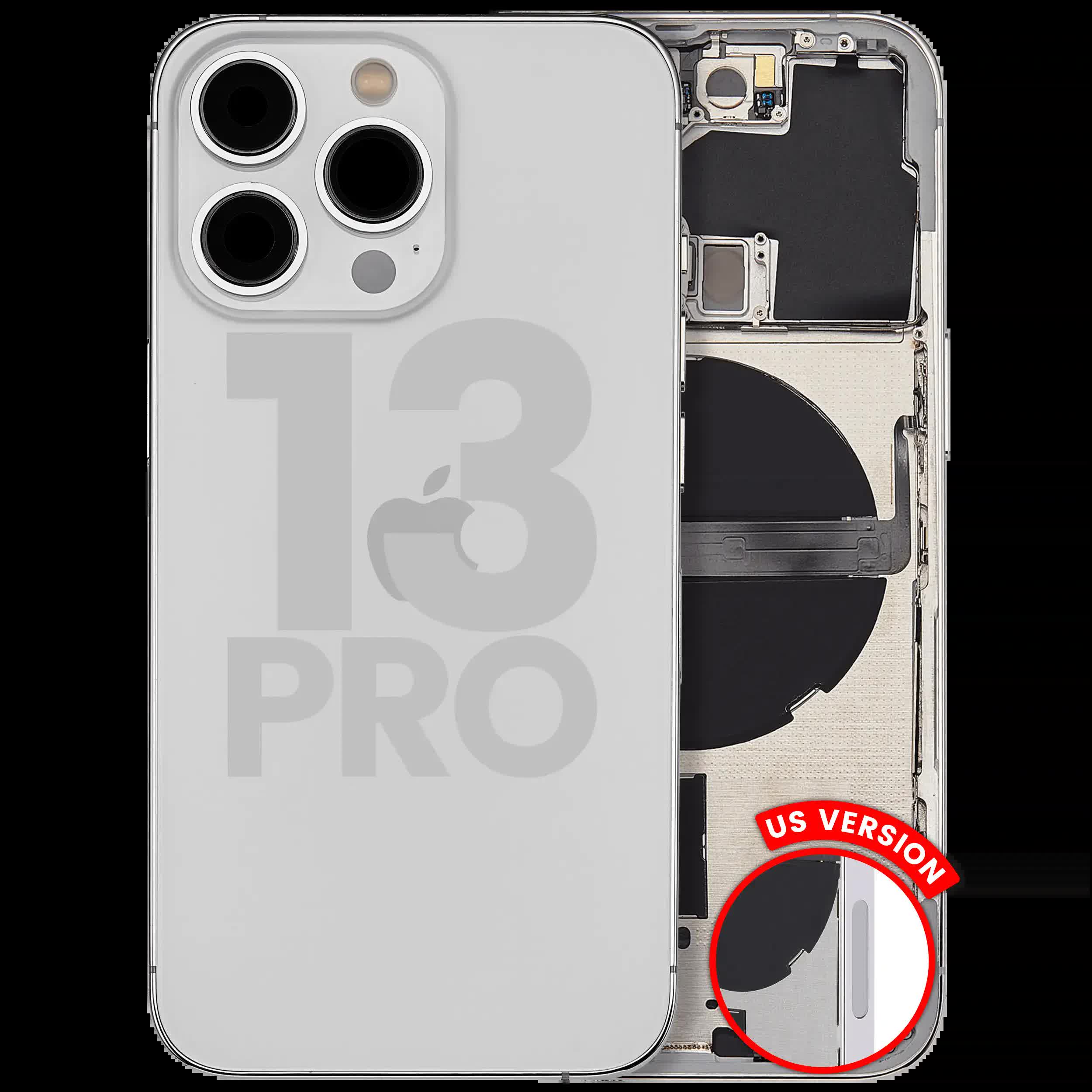 Rückgehäuse mit Kleinteilen für iPhone 13 Pro (US-Version) (ausgebautes Originalteil: Grade C) (Silver (Silber))