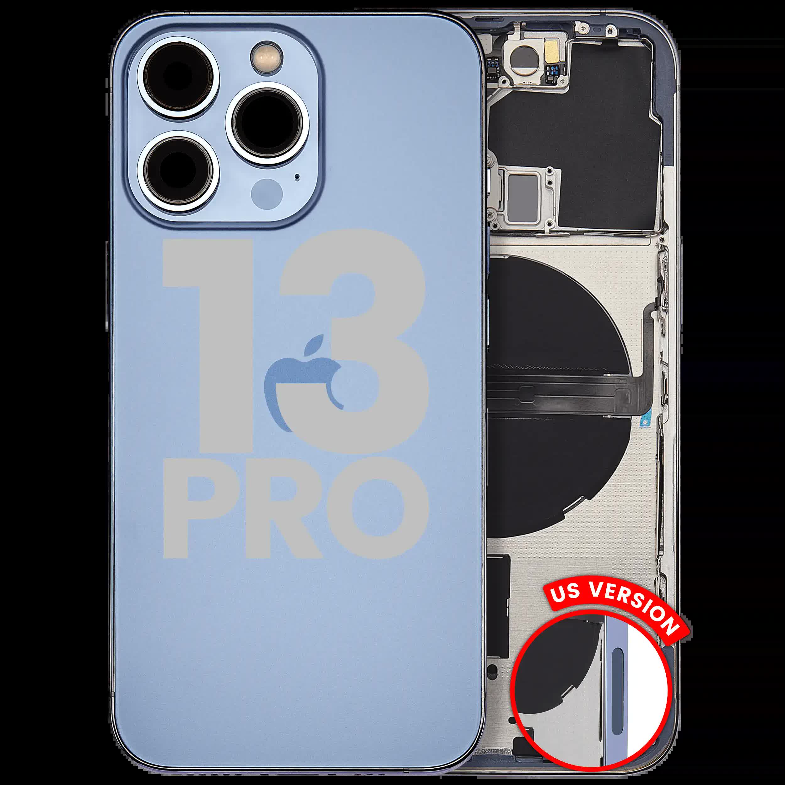 Rückgehäuse mit Kleinteilen für iPhone 13 Pro (US-Version) (ausgebautes Originalteil: Grade C) (Sierra Blue)