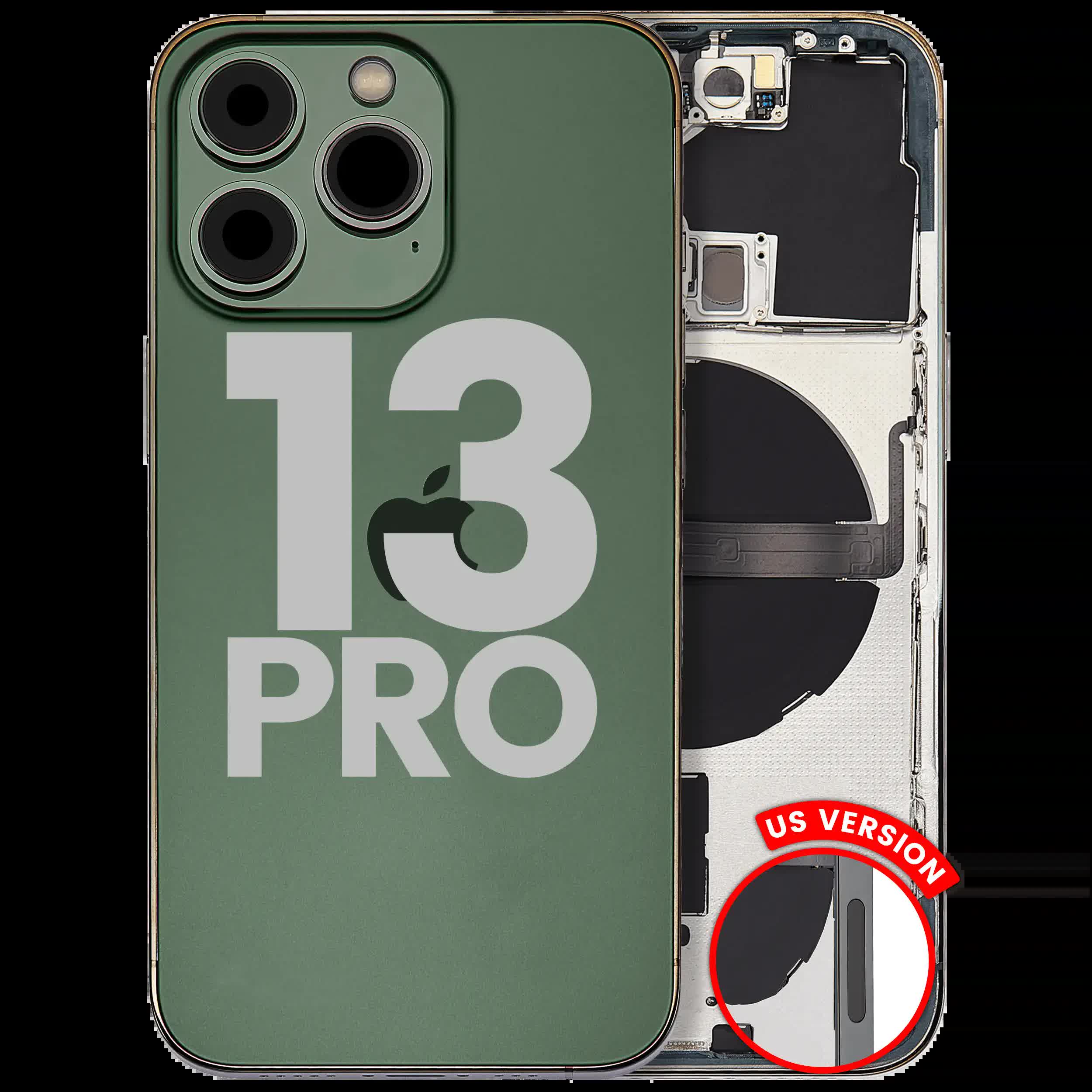 Rückgehäuse mit Kleinteilen für iPhone 13 Pro (US-Version) (ausgebautes Originalteil: Grade C) (Alpine Green)