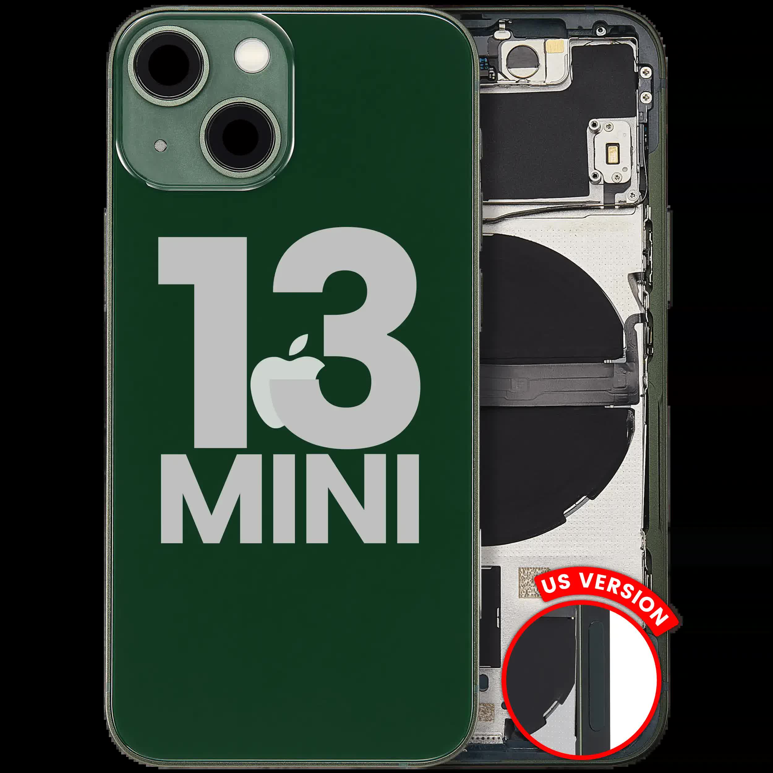 Rückgehäuse mit Kleinteilen für iPhone 13 Mini (US-Version) (ausgebautes Originalteil: Grade B) (Green (Grün))
