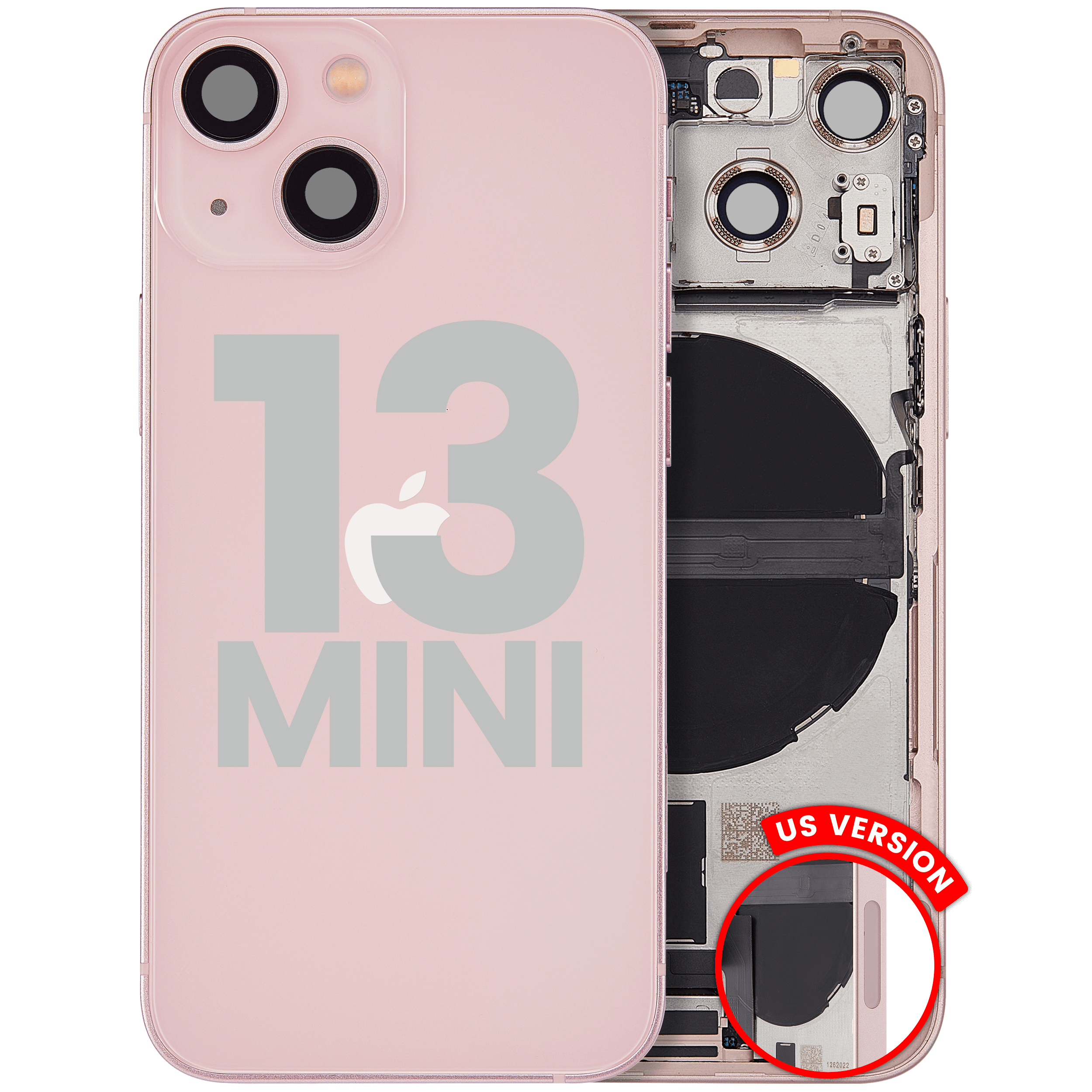 Rückgehäuse mit Kleinteilen für iPhone 13 Mini (US-Version) (ausgebautes Originalteil: Grade C) (Pink (Rosa)) – Bild 5