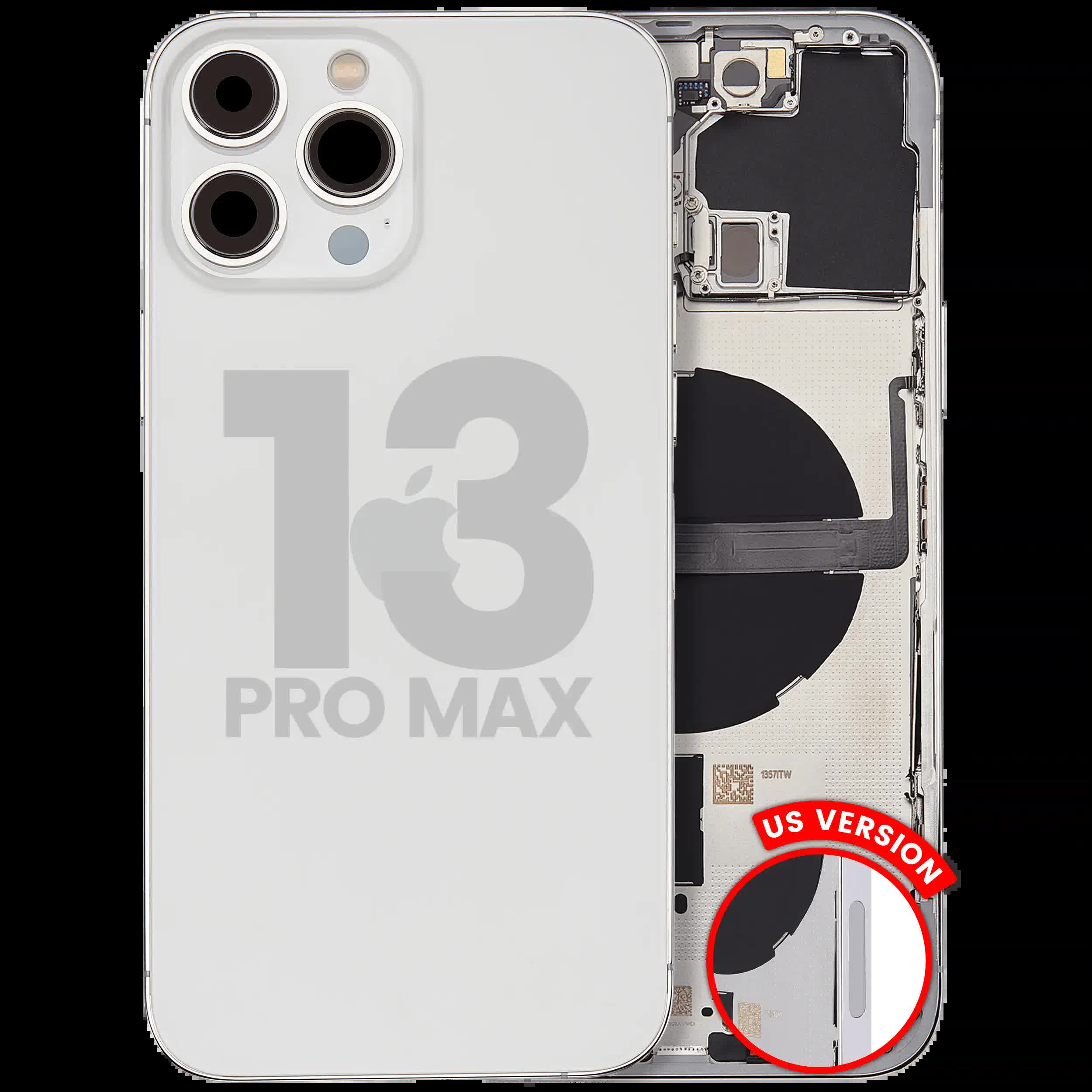Rückgehäuse mit Kleinteilen für iPhone 13 Pro Max (US-Version) (ausgebautes Originalteil: Grade C) (Silver (Silber))
