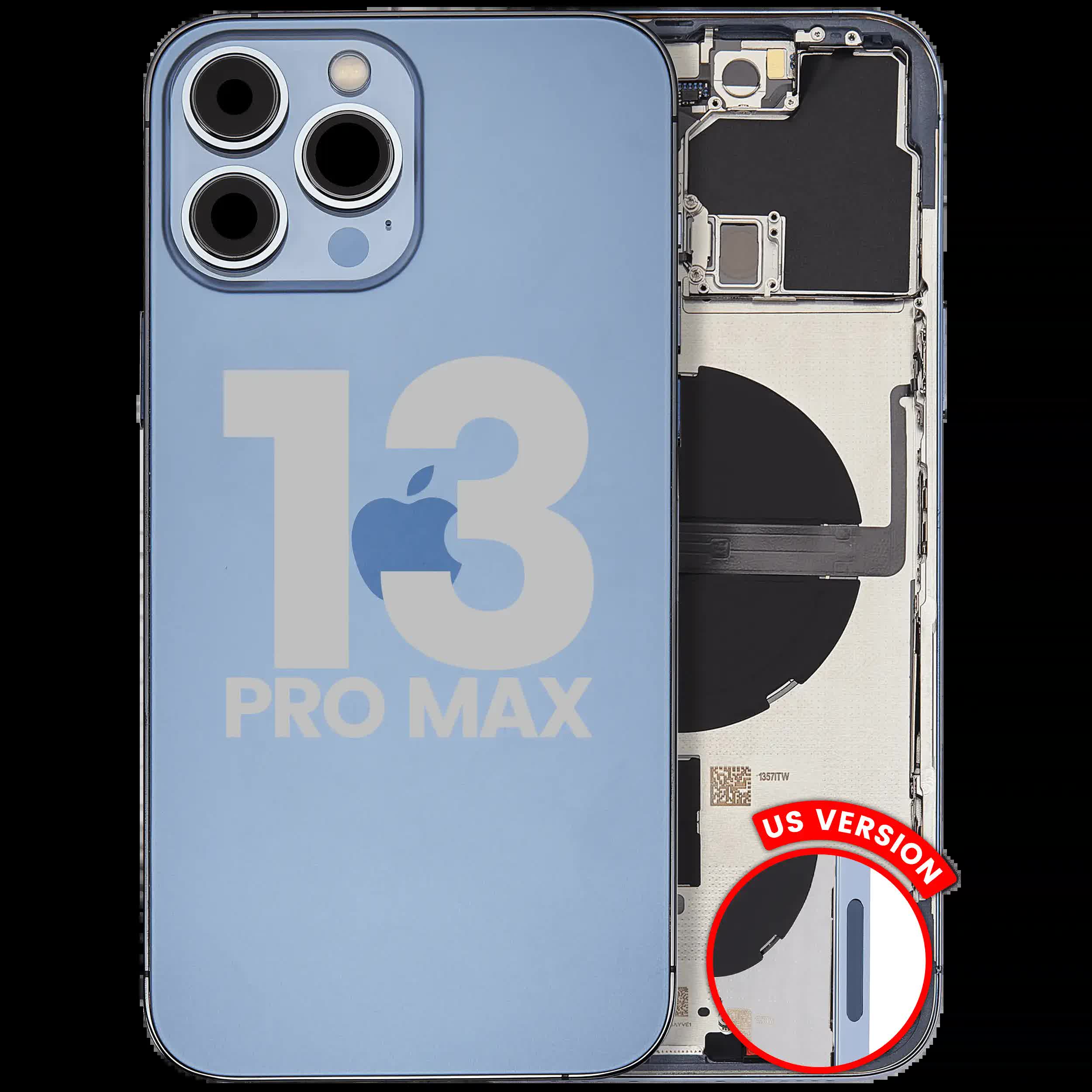 Rückgehäuse mit Kleinteilen für iPhone 13 Pro Max (US-Version) (ausgebautes Originalteil: Grade C) (Sierra Blue)