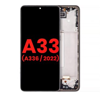 OLED Display mit Rahmen für Samsung Galaxy A33 5G (A336 / 2022) (Aftermarket Plus) (Black (Schwarz))