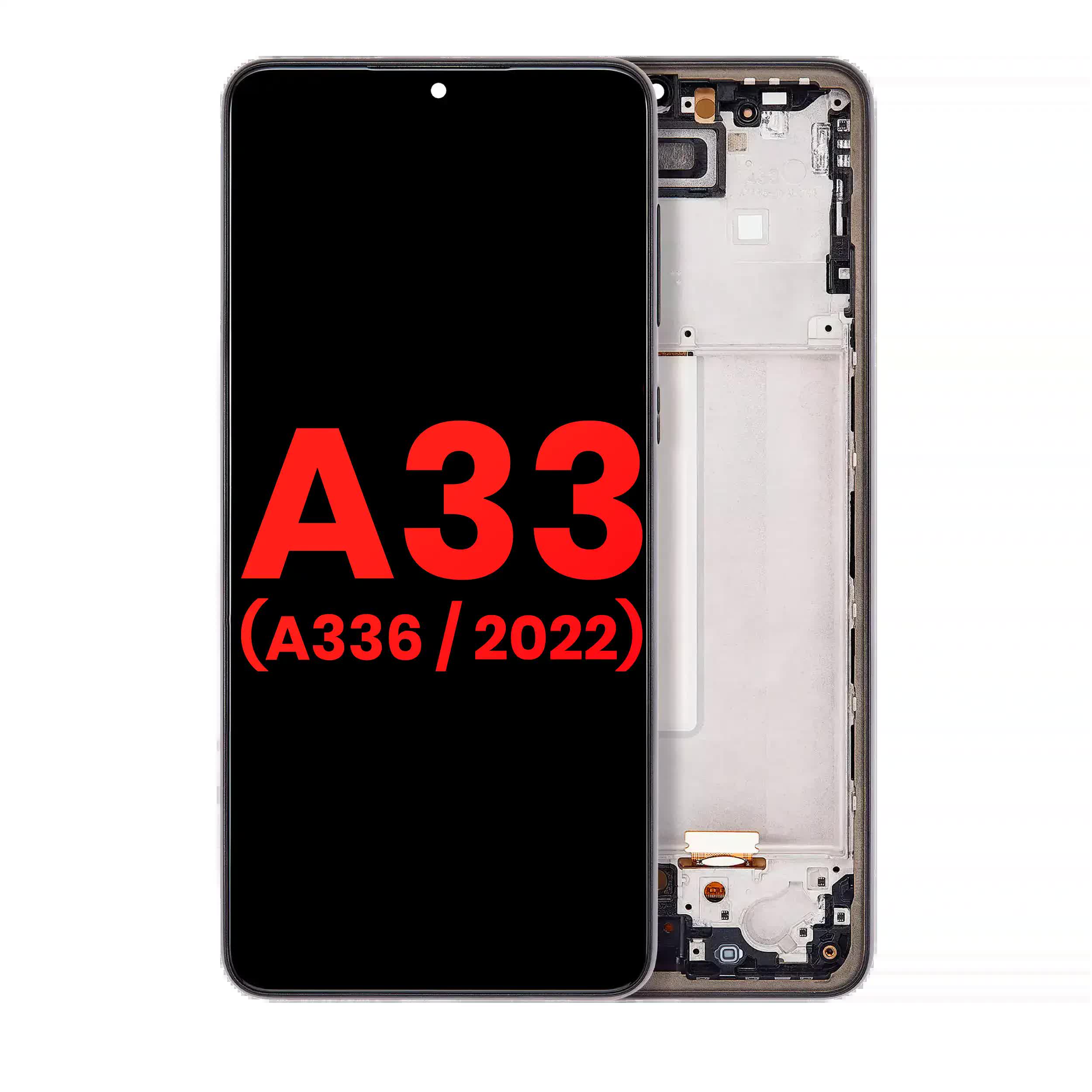 OLED Display mit Rahmen für Samsung Galaxy A33 5G (A336 / 2022) (Aftermarket Plus) (Black (Schwarz))