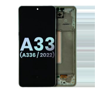 OLED Display mit Rahmen für Samsung Galaxy A33 5G (A336 / 2022) (Service Pack) (Awesome White)