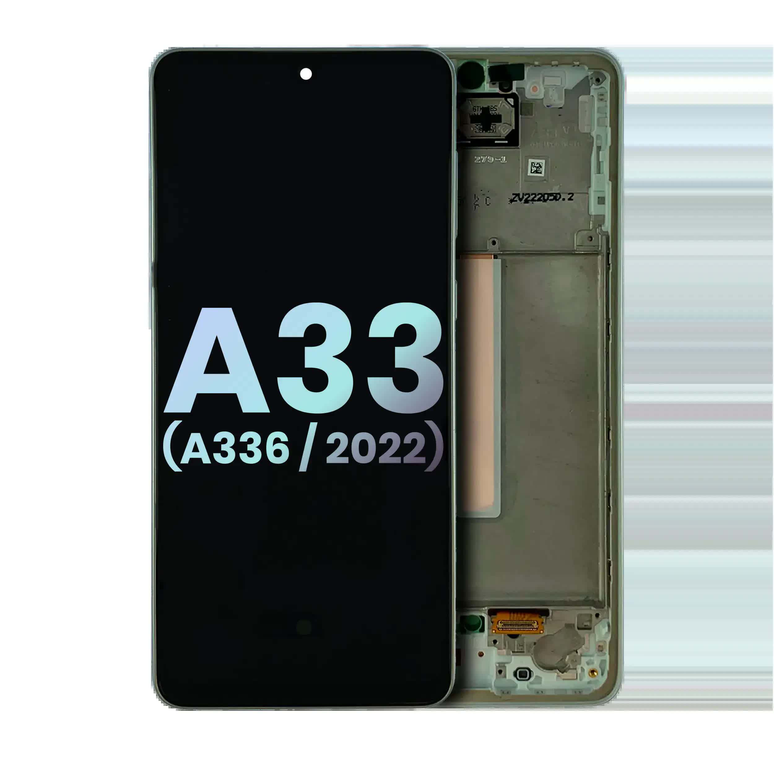 OLED Display mit Rahmen für Samsung Galaxy A33 5G (A336 / 2022) (Service Pack) (Awesome White)