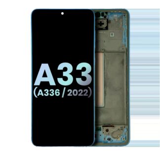 OLED Display mit Rahmen für Samsung Galaxy A33 5G (A336 / 2022) (Service Pack) (Blue (Blau))