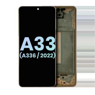 OLED Display mit Rahmen für Samsung Galaxy A33 5G (A336 / 2022) (Service Pack) (Peach)