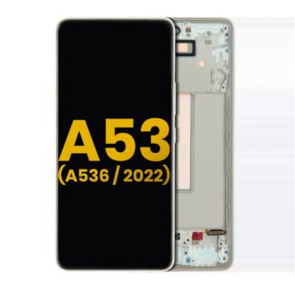 OLED Display mit Rahmen für Samsung Galaxy A53 5G (A536 / 2022) (professionell aufgearbeitet) (White (Weiß))
