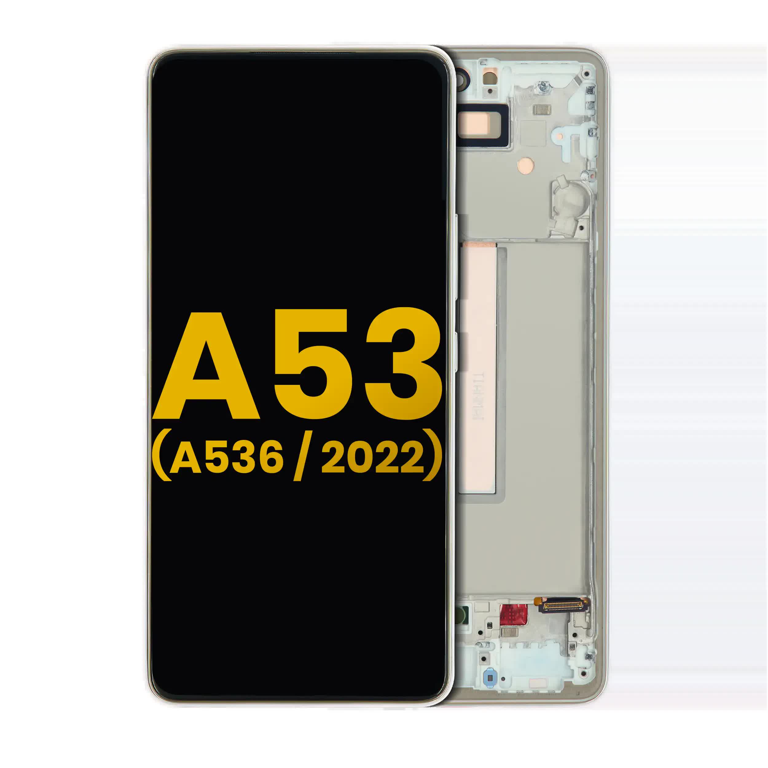 OLED Display mit Rahmen für Samsung Galaxy A53 5G (A536 / 2022) (professionell aufgearbeitet) (White (Weiß))