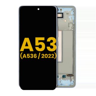 OLED Display mit Rahmen für Samsung Galaxy A53 5G (A536 / 2022) (professionell aufgearbeitet) (Blue (Blau))