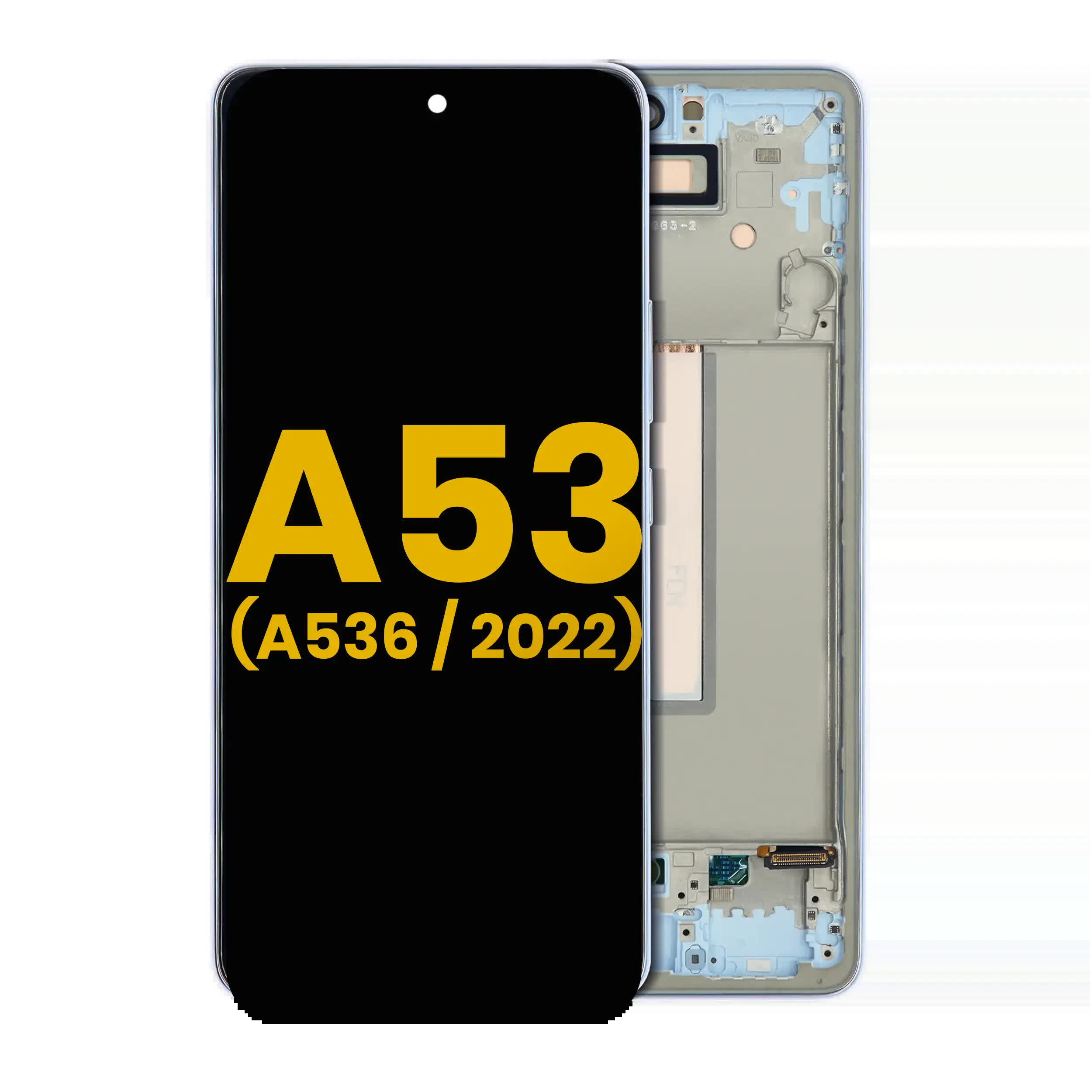OLED Display mit Rahmen für Samsung Galaxy A53 5G (A536 / 2022) (professionell aufgearbeitet) (Blue (Blau))