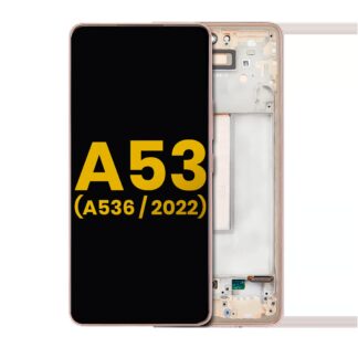 OLED Display mit Rahmen für Samsung Galaxy A53 5G ( A536 / 2022) (professionell aufgearbeitet) (Peach)