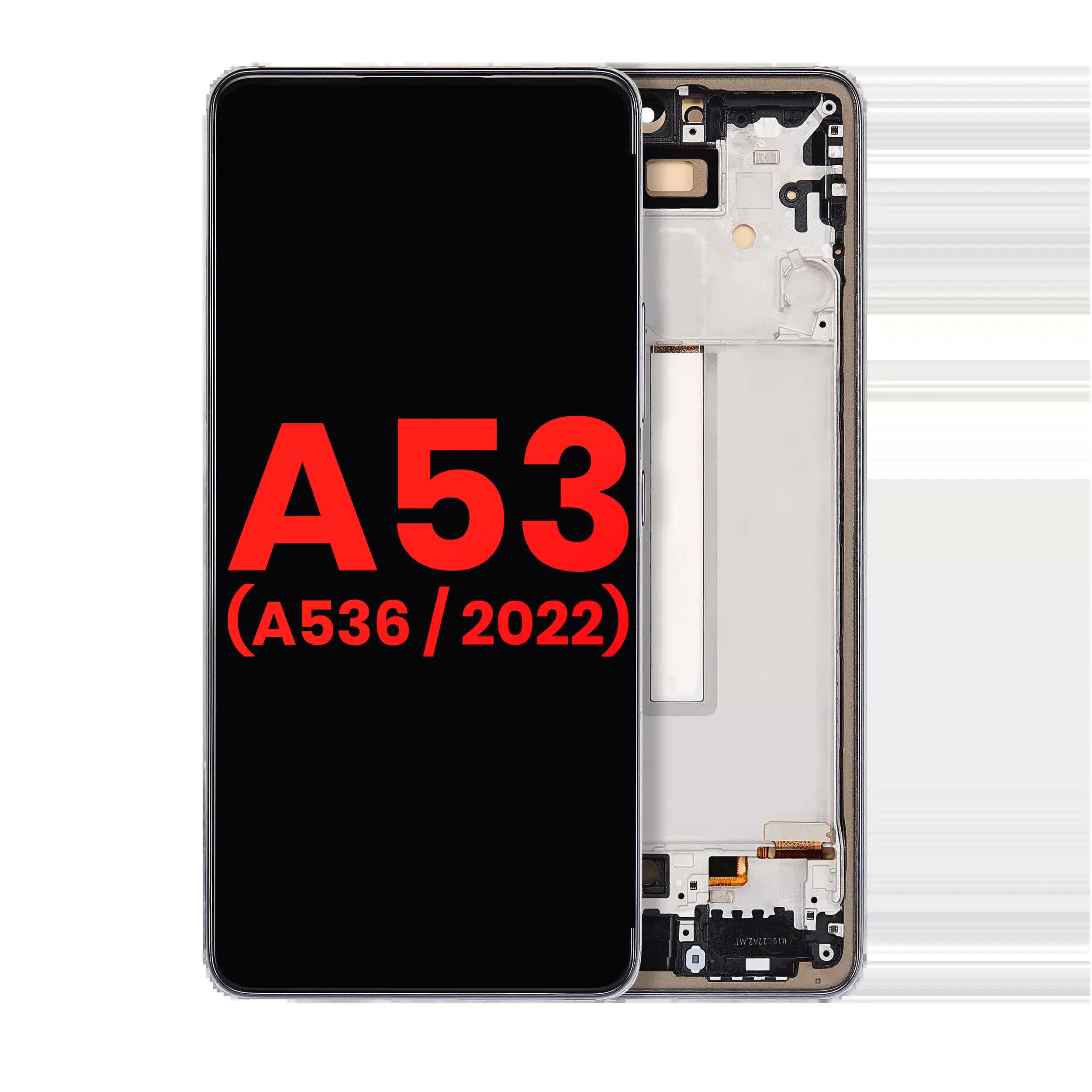 OLED Display mit Rahmen für Samsung Galaxy A53 5G (A536 / 2022) (6.36") (Aftermarket Plus) (Black (Schwarz))