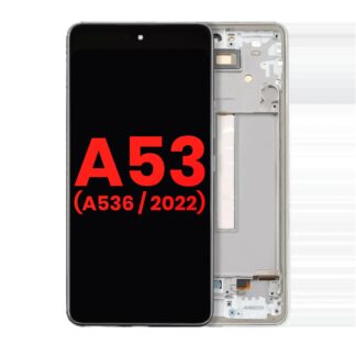 OLED Display mit Rahmen für Samsung Galaxy A53 5G (A536 / 2022) (6.36") (Aftermarket Plus) (White (Weiß))