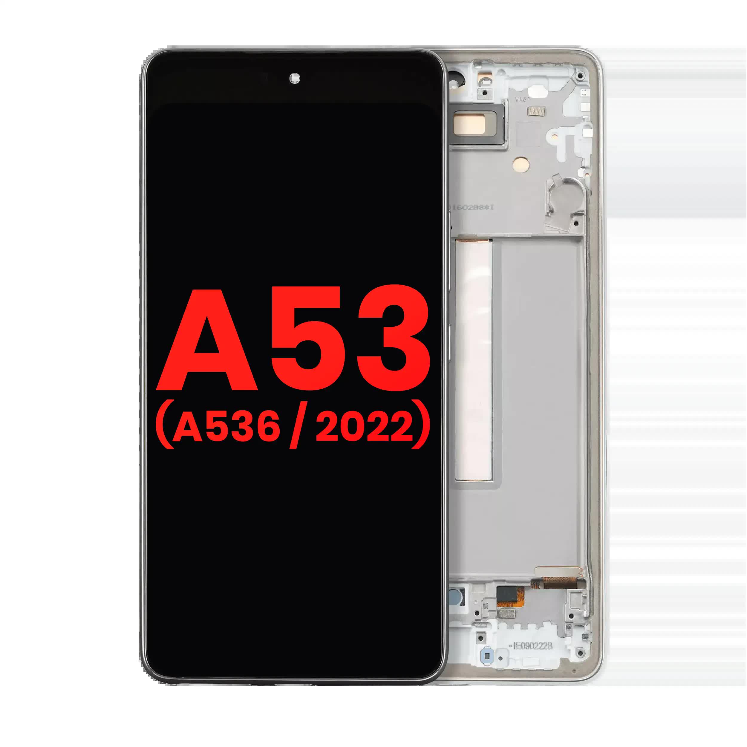 OLED Display mit Rahmen für Samsung Galaxy A53 5G (A536 / 2022) (6.36") (Aftermarket Plus) (White (Weiß))