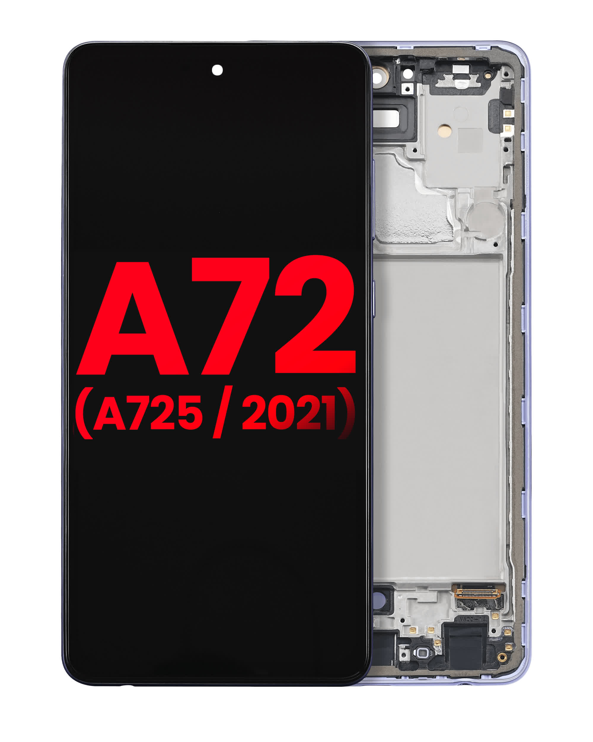 OLED Display mit Rahmen für Samsung A72 (A725 / 2021) (6.67") (Aftermarket Plus) (Awesome Violet)