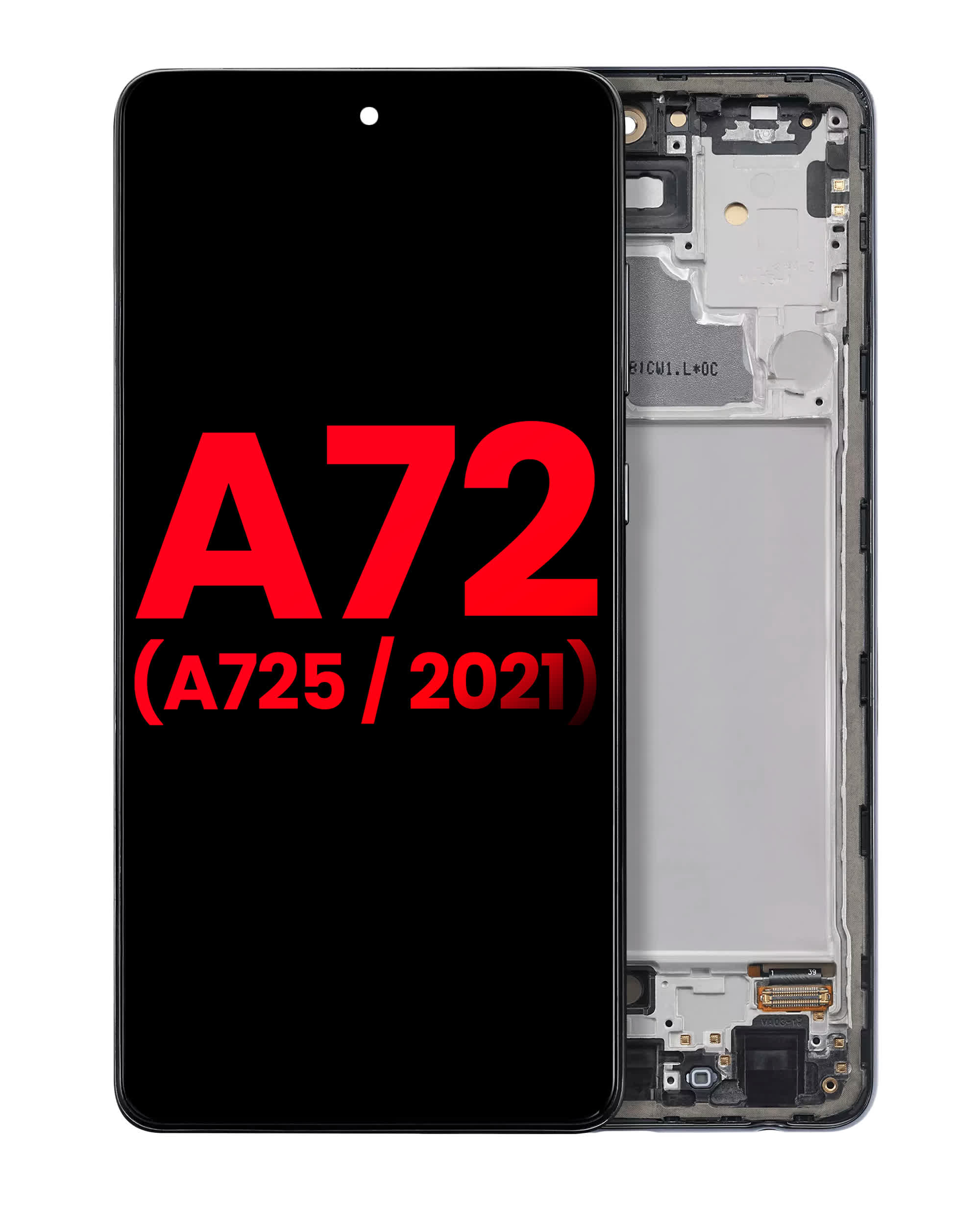 OLED Display mit Rahmen für Samsung A72 (A725 / 2021) (6.67") (Aftermarket Plus) (Awesome Black)