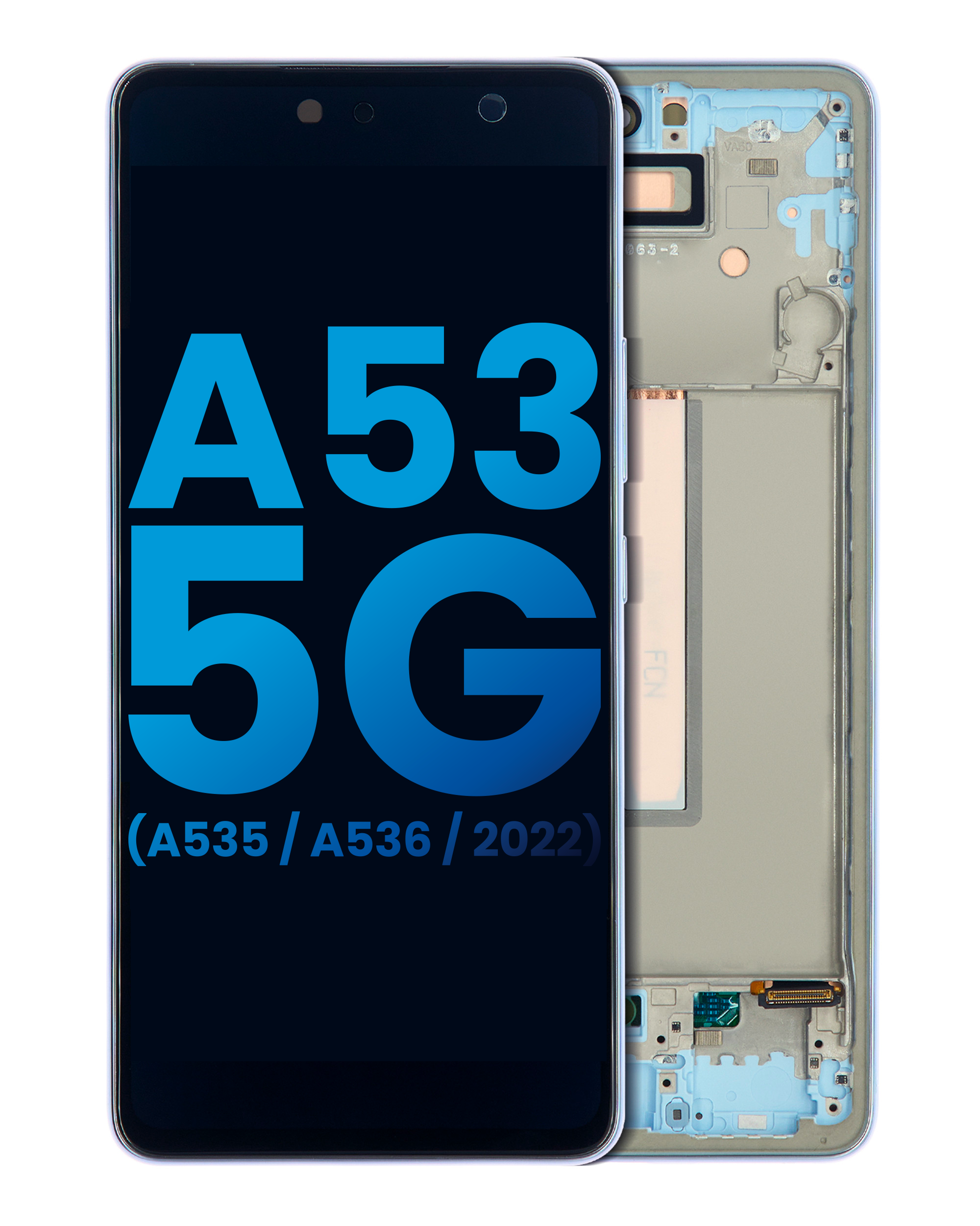 LCD Display mit Rahmen für Samsung Galaxy A53 5G (A536 / 2022) (ohne Fingerabdrucksensor) (Aftermarket: Incell) (Blue (Blau)) – Bild 2