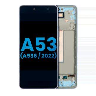 LCD Display mit Rahmen für Samsung Galaxy A53 5G (A536 / 2022) (ohne Fingerabdrucksensor) (Aftermarket: Incell) (Blue (Blau))