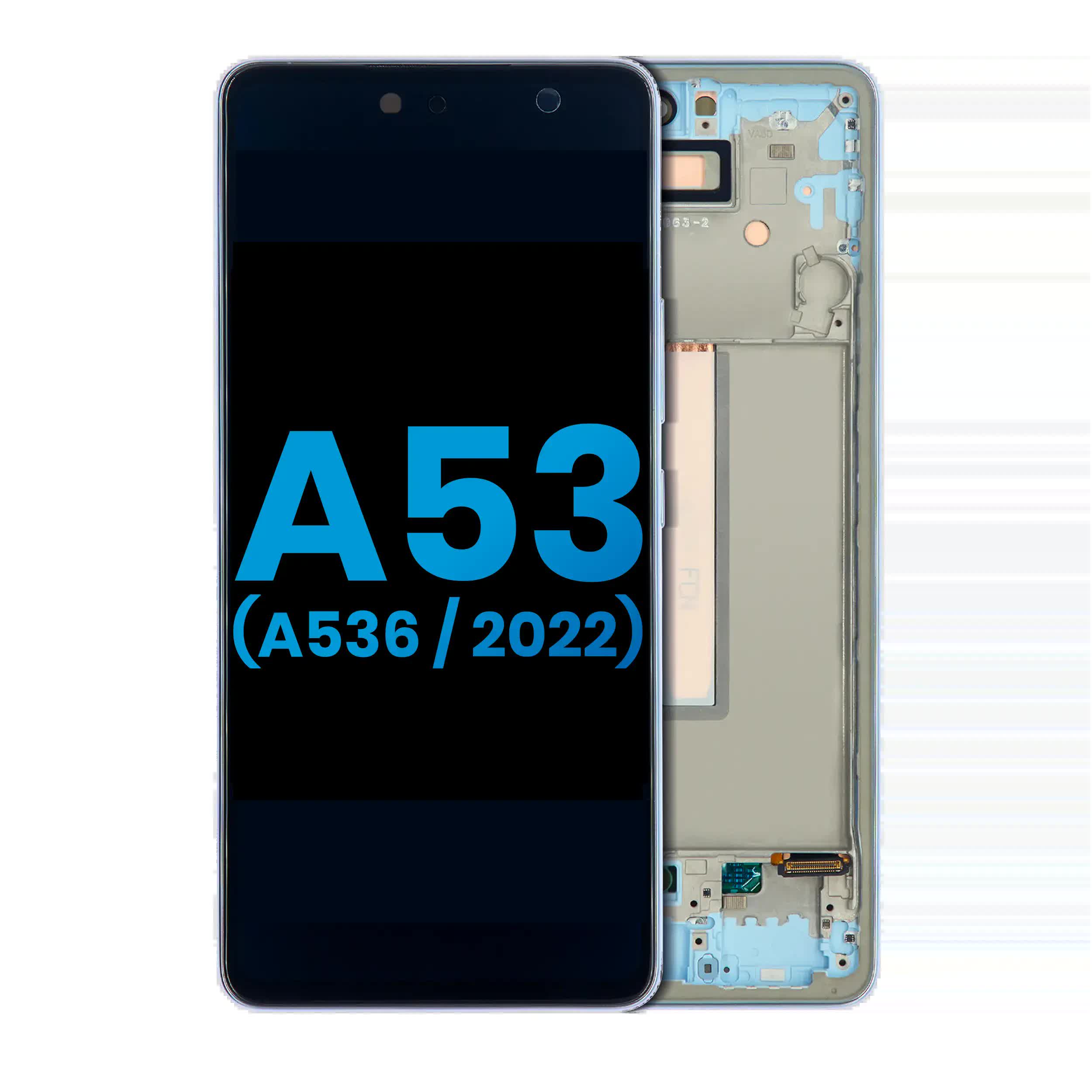 LCD Display mit Rahmen für Samsung Galaxy A53 5G (A536 / 2022) (ohne Fingerabdrucksensor) (Aftermarket: Incell) (Blue (Blau))