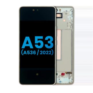 LCD Display mit Rahmen für Samsung Galaxy A53 5G (A536 / 2022) (ohne Fingerabdrucksensor) (Aftermarket: Incell) (White (Weiß))