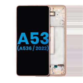 LCD Display mit Rahmen für Samsung Galaxy A53 5G (A536 / 2022) (ohne Fingerabdrucksensor) (Aftermarket: Incell) (Peach)