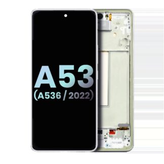 OLED Display mit Rahmen für Samsung Galaxy A53 5G (A536 / 2022) (Service Pack) (White (Weiß))