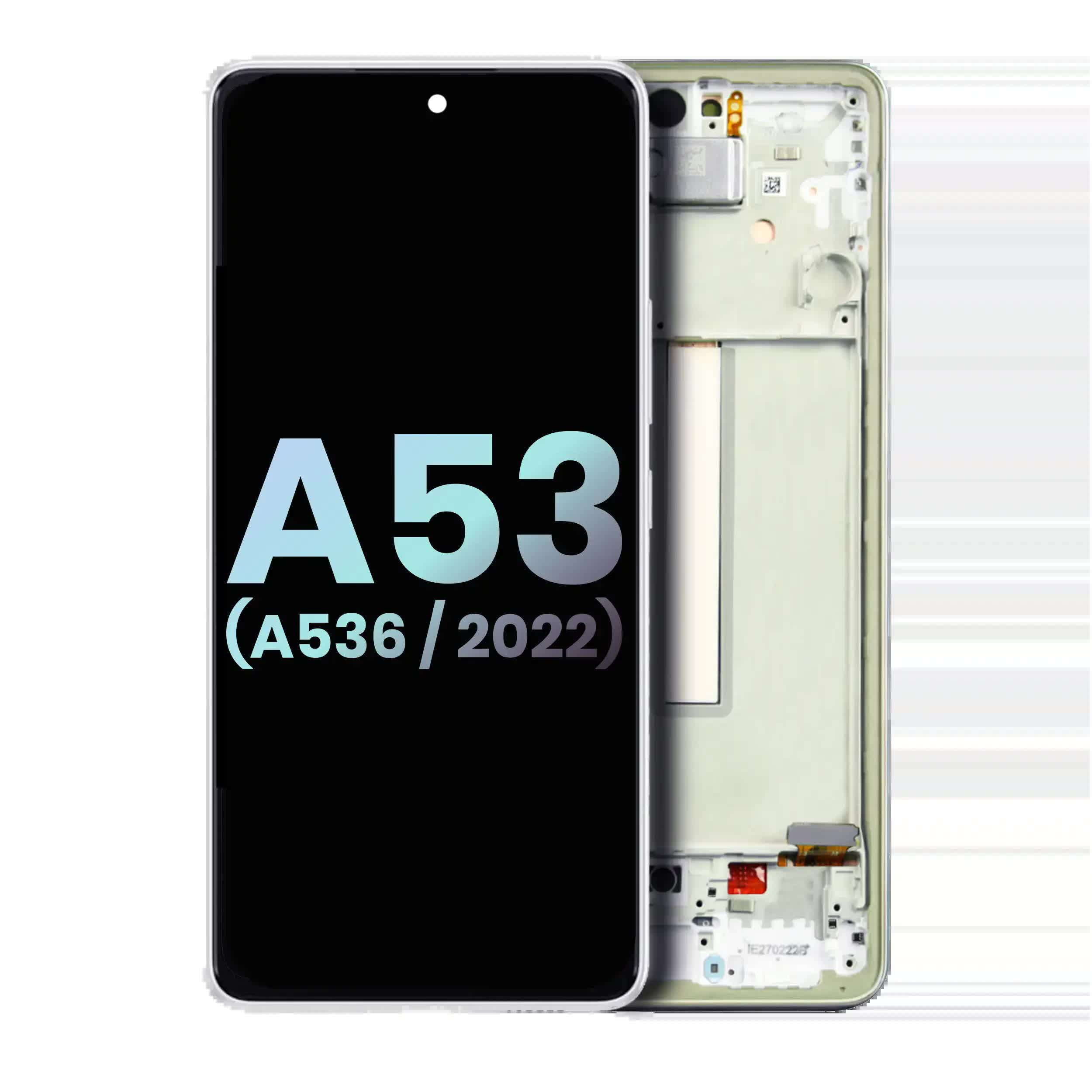 OLED Display mit Rahmen für Samsung Galaxy A53 5G (A536 / 2022) (Service Pack) (White (Weiß))